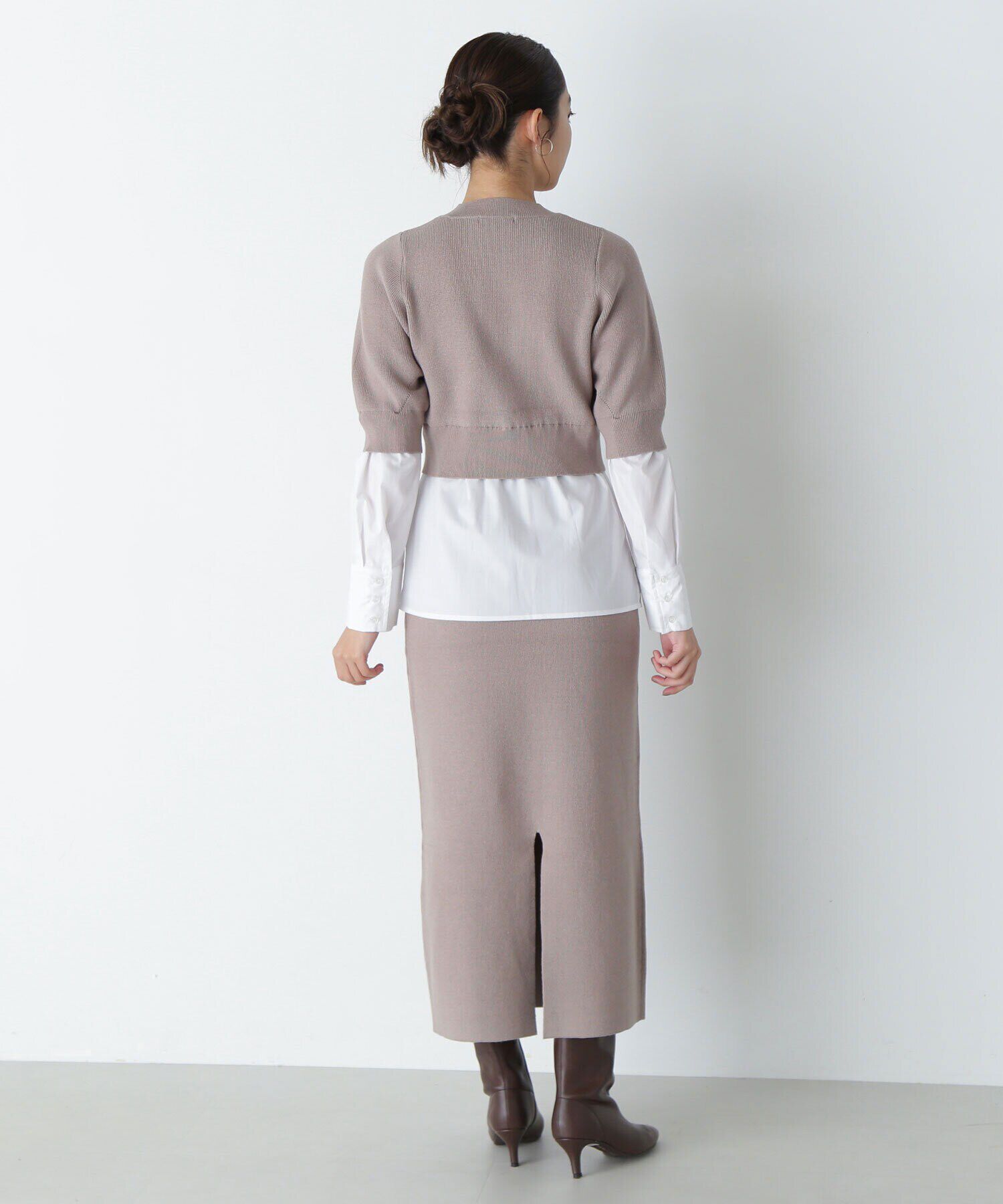  「シャツレイヤードニットセットアップ」|ワンピース|