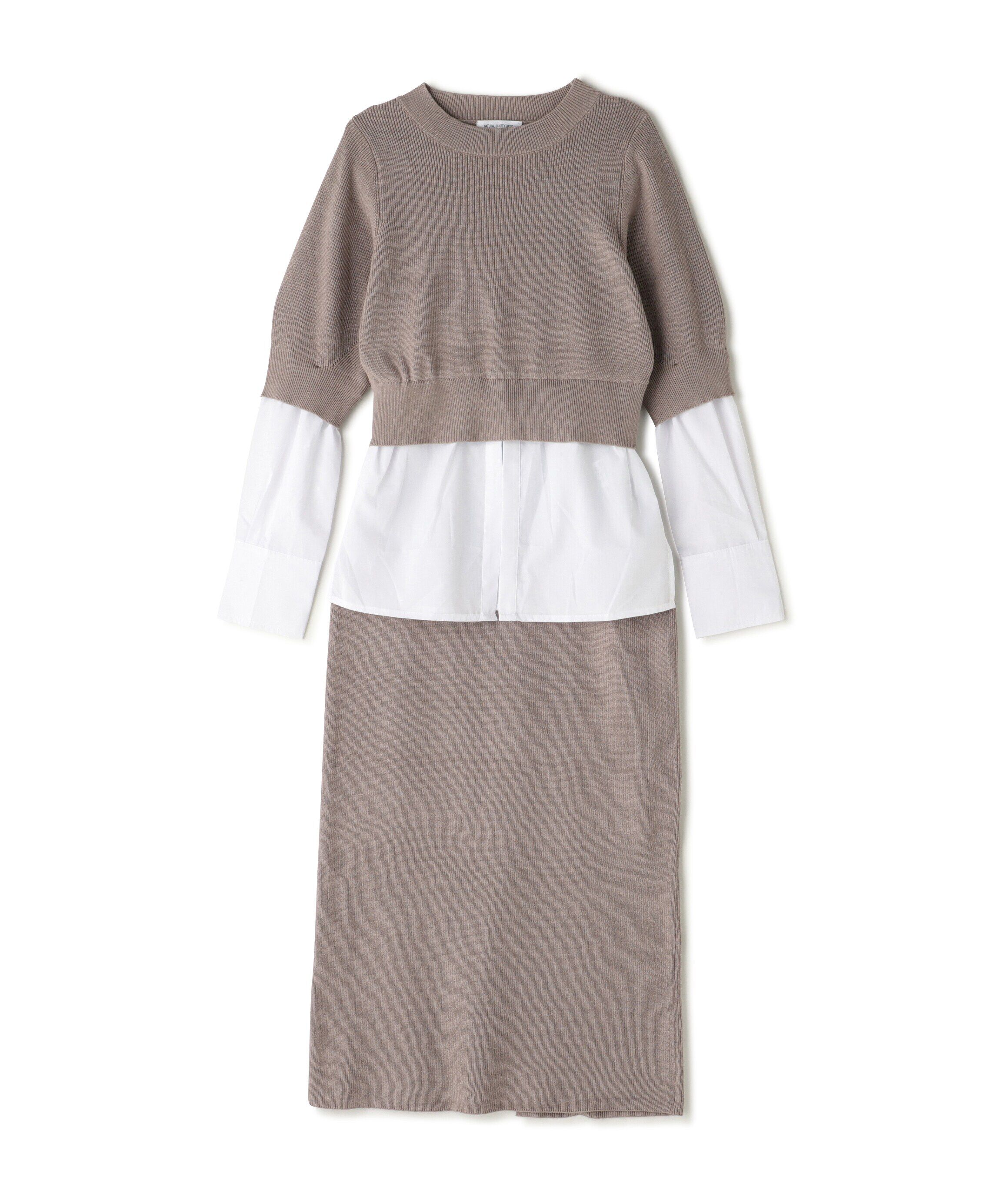  「シャツレイヤードニットセットアップ」|ワンピース|