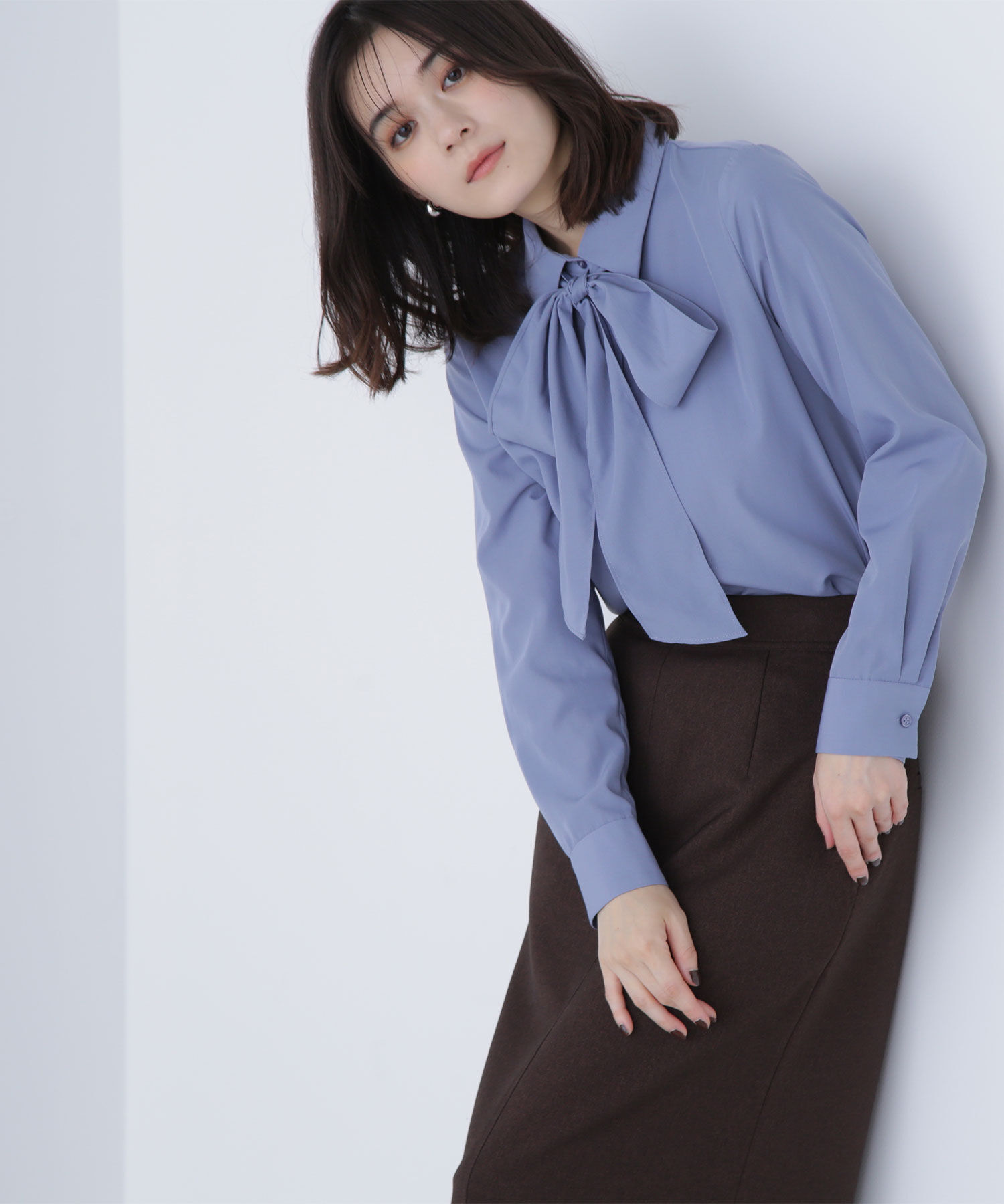  「シャツカラーリボンブラウス」|シャツ・ブラウス|