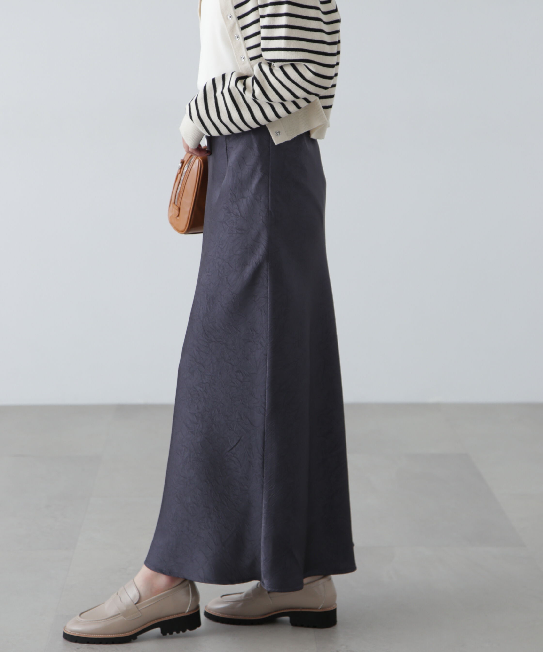  「ワッシャーサテンナロースカート」|スカート|