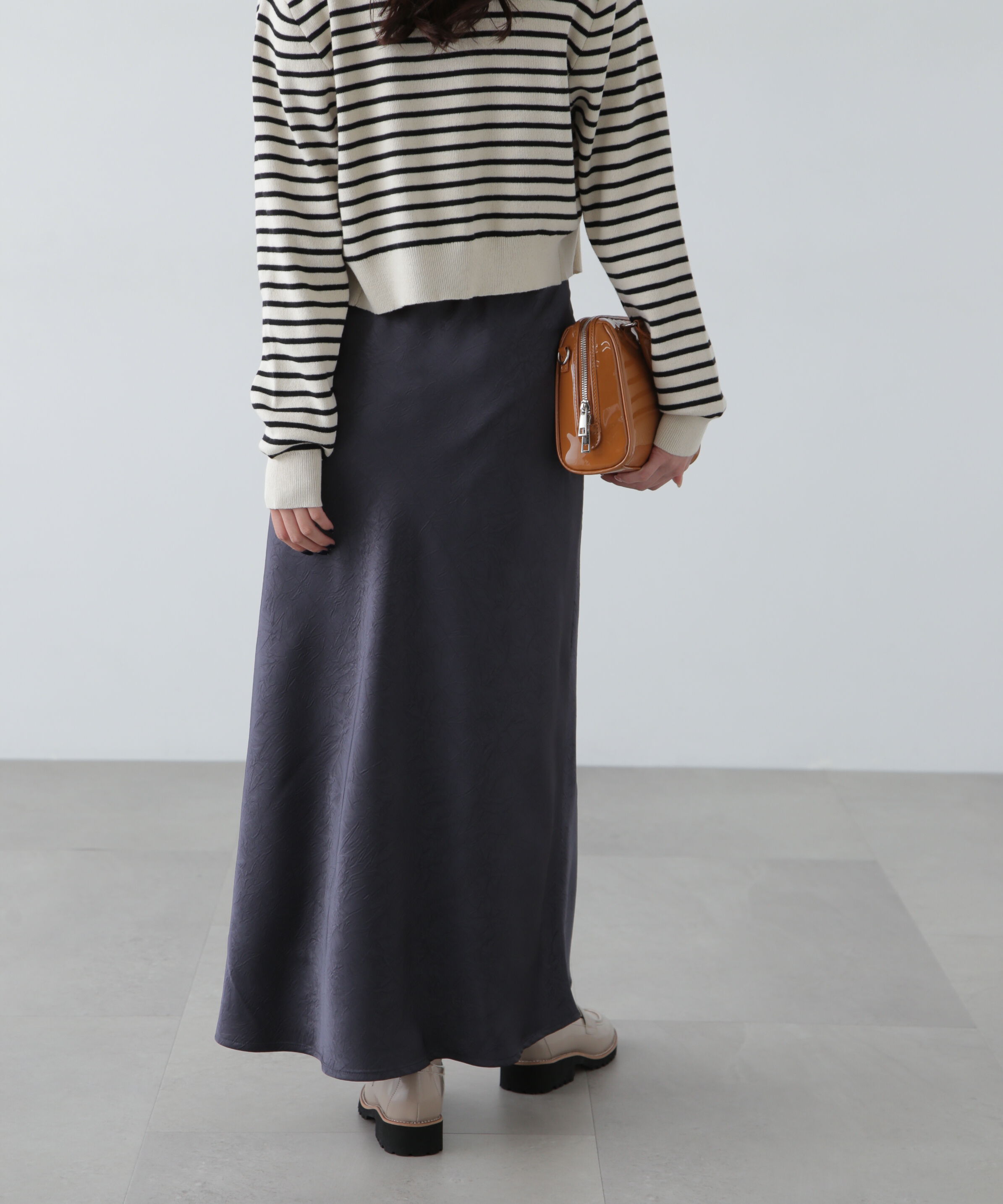  「ワッシャーサテンナロースカート」|スカート|