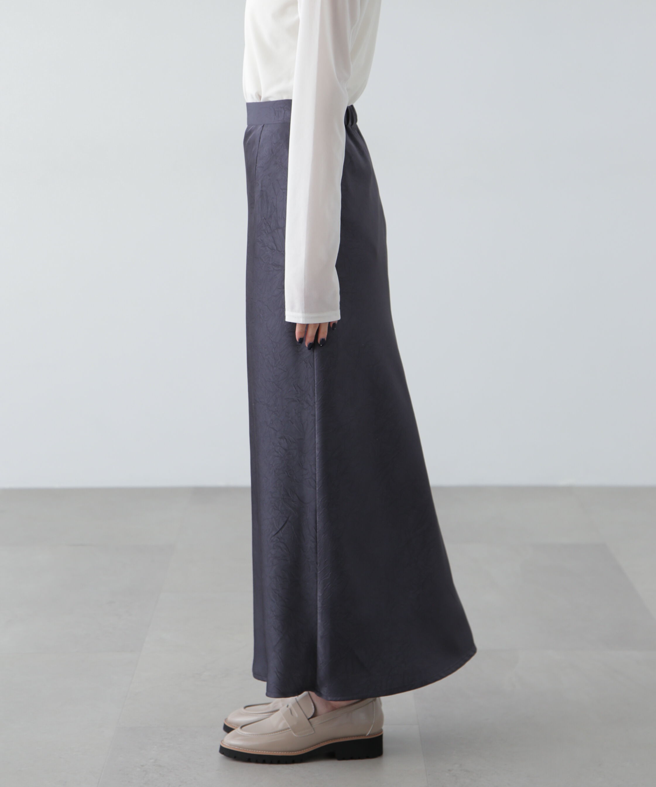  「ワッシャーサテンナロースカート」|スカート|