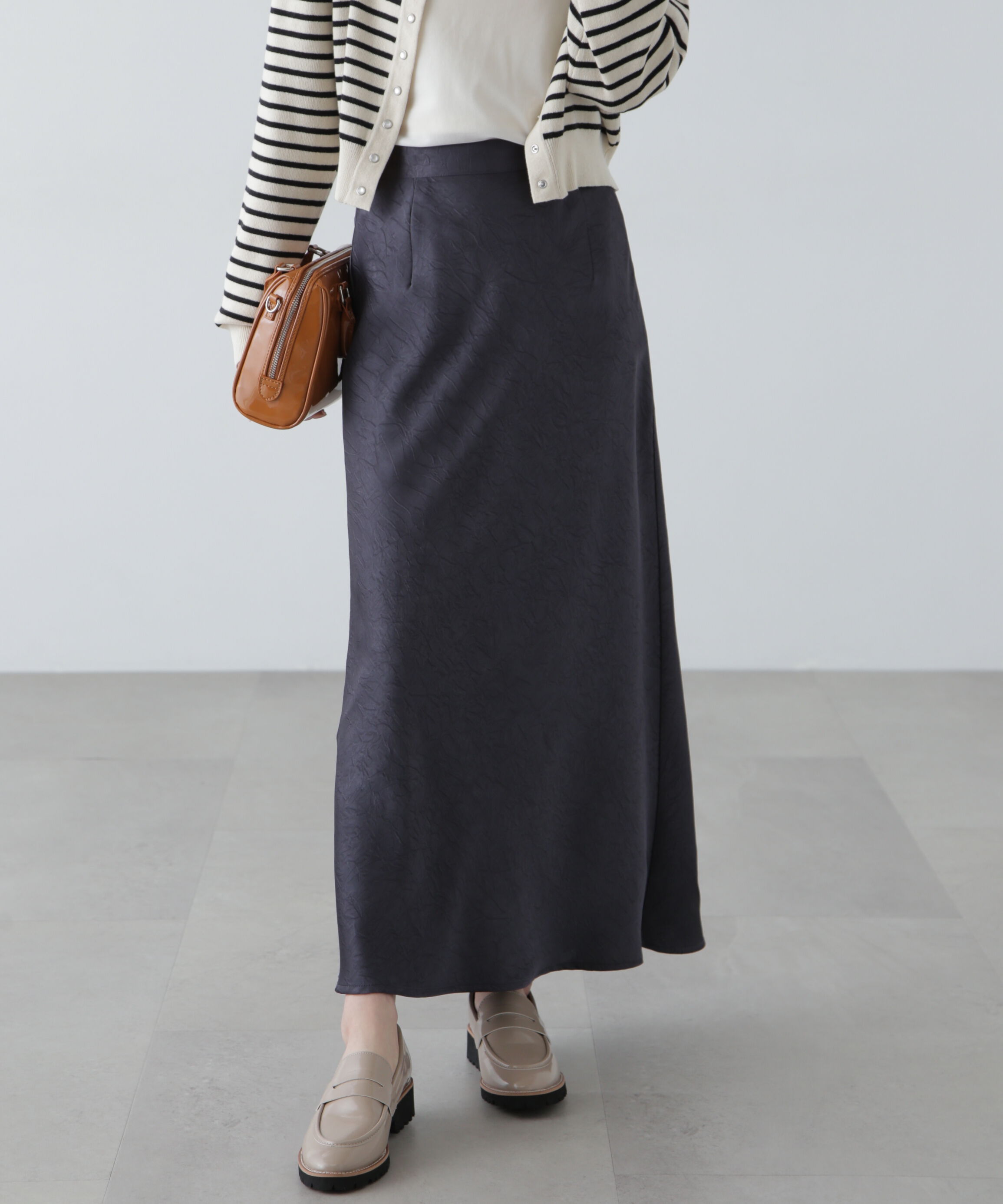  「ワッシャーサテンナロースカート」|スカート|