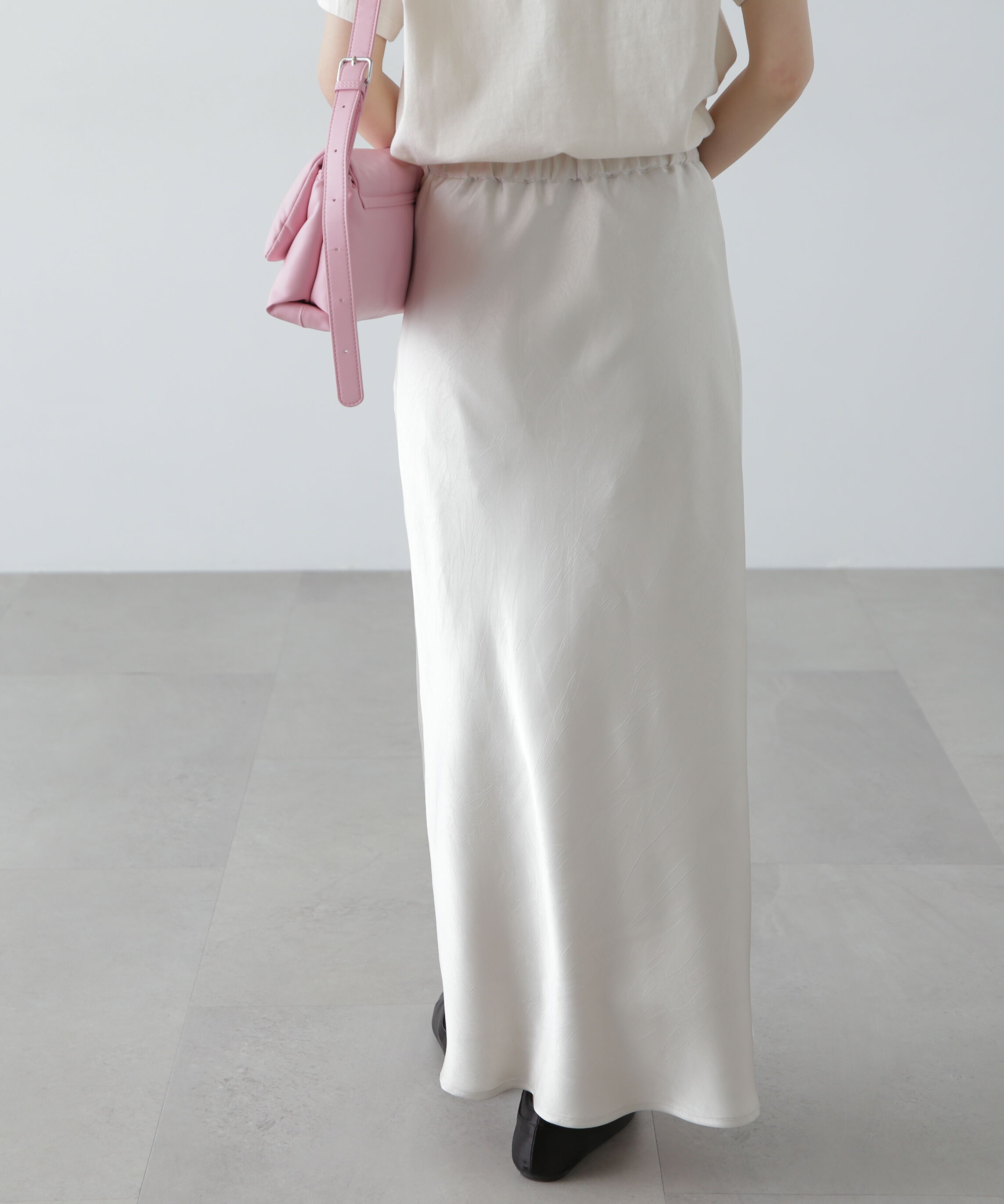  「ワッシャーサテンナロースカート」|スカート|