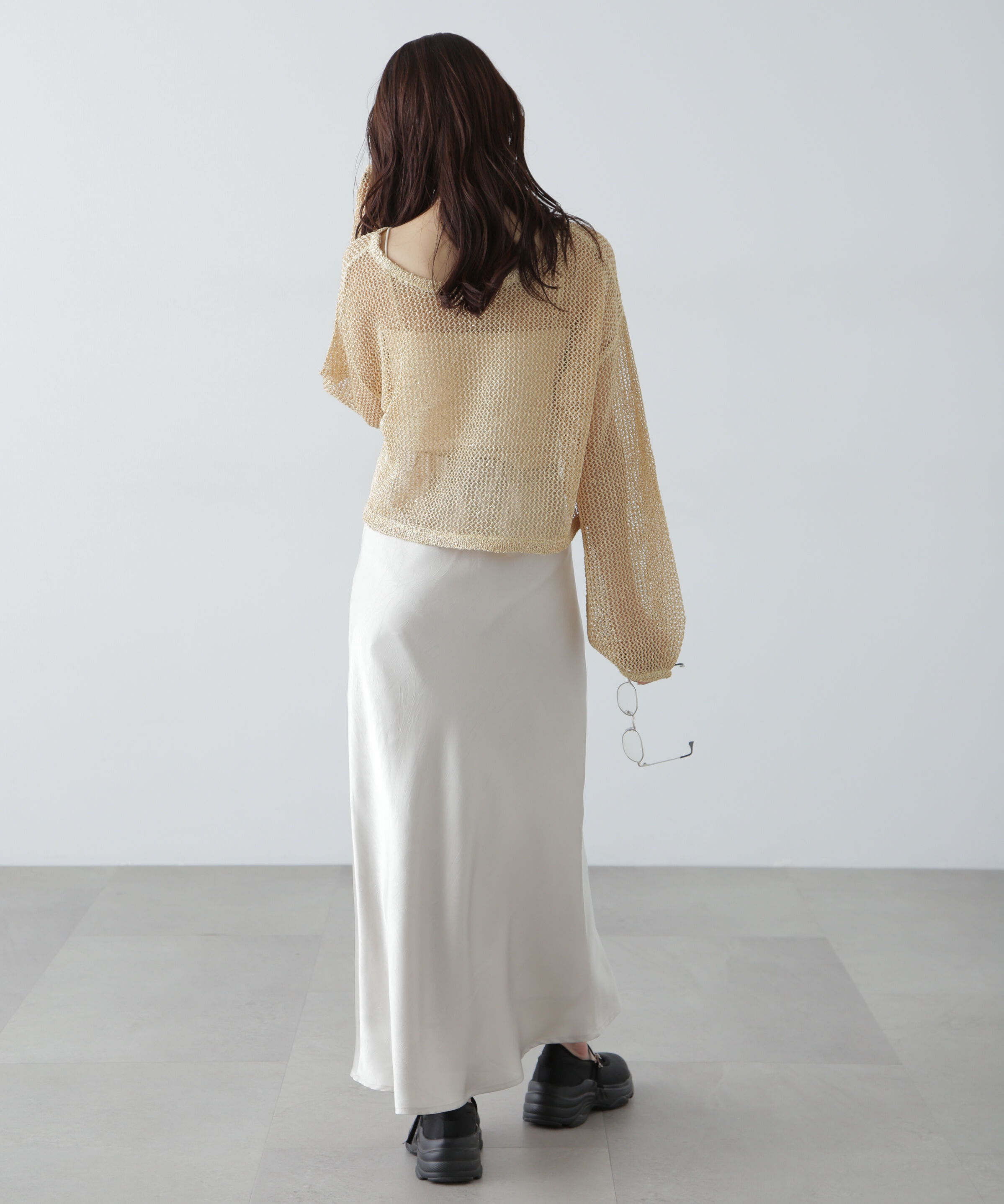  「ワッシャーサテンナロースカート」|スカート|