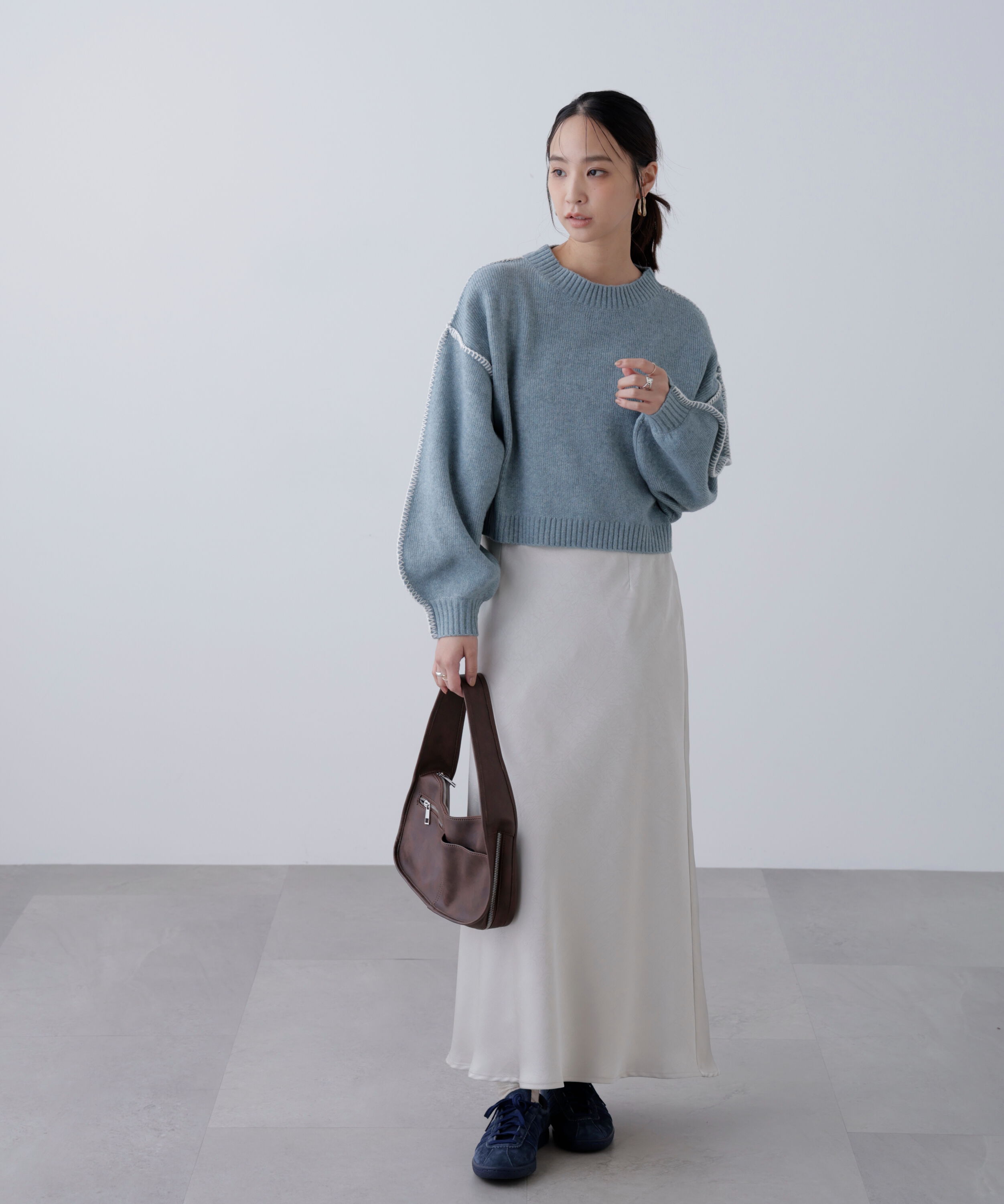  「ワッシャーサテンナロースカート」|スカート|