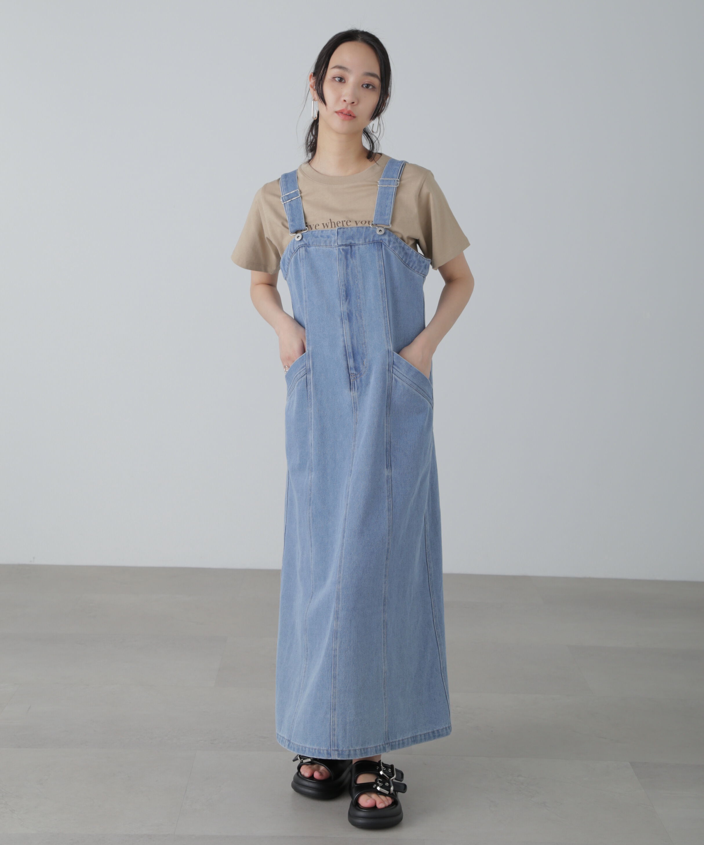  「フロントジップジャンパースカート」|ワンピース|