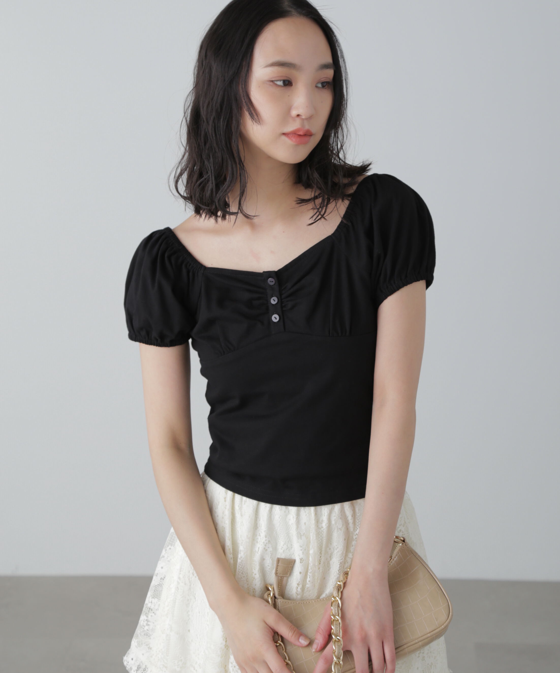  「オフショルギャザーカットソー」|Tシャツ・カットソー|