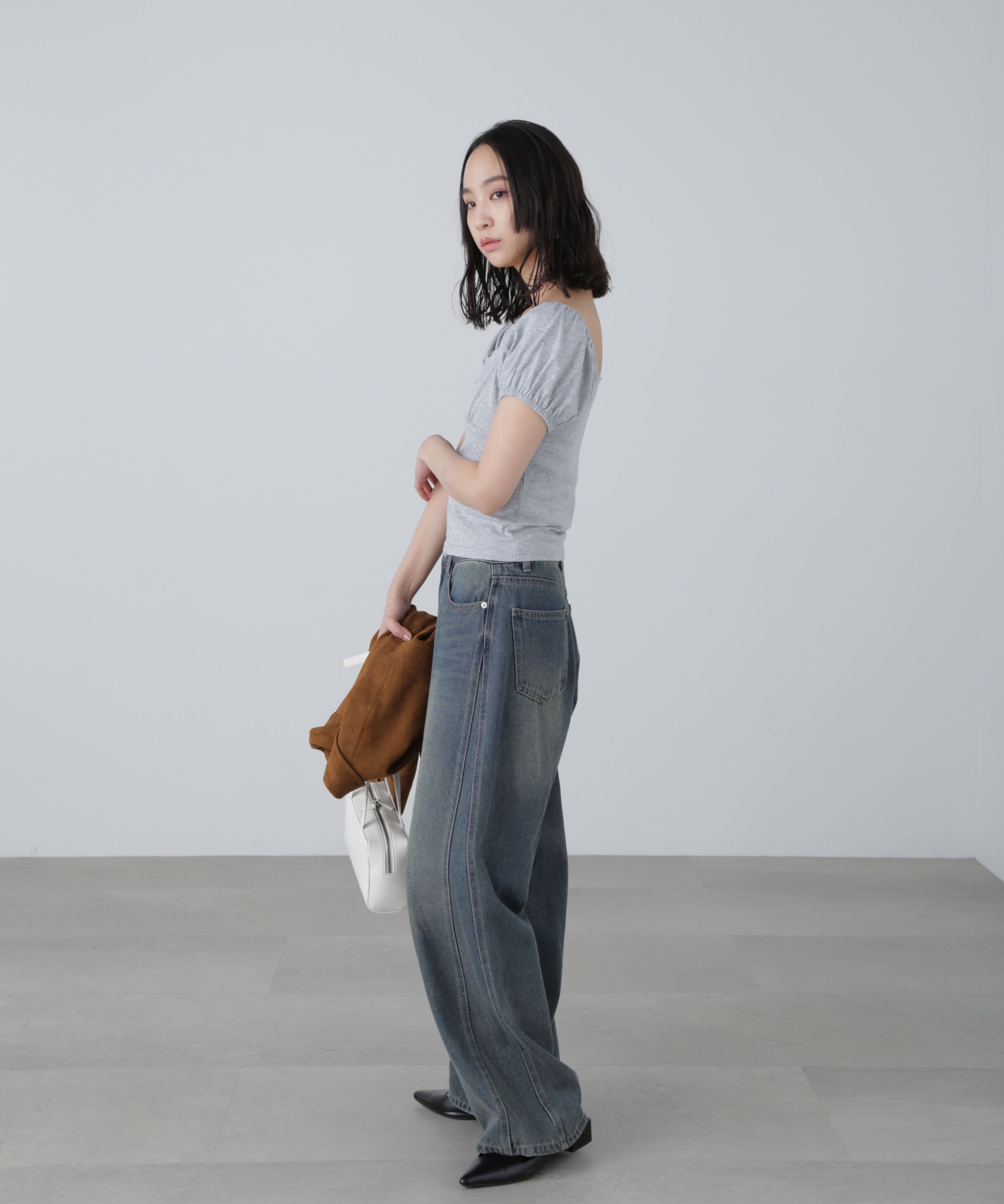  「オフショルギャザーカットソー」|Tシャツ・カットソー|