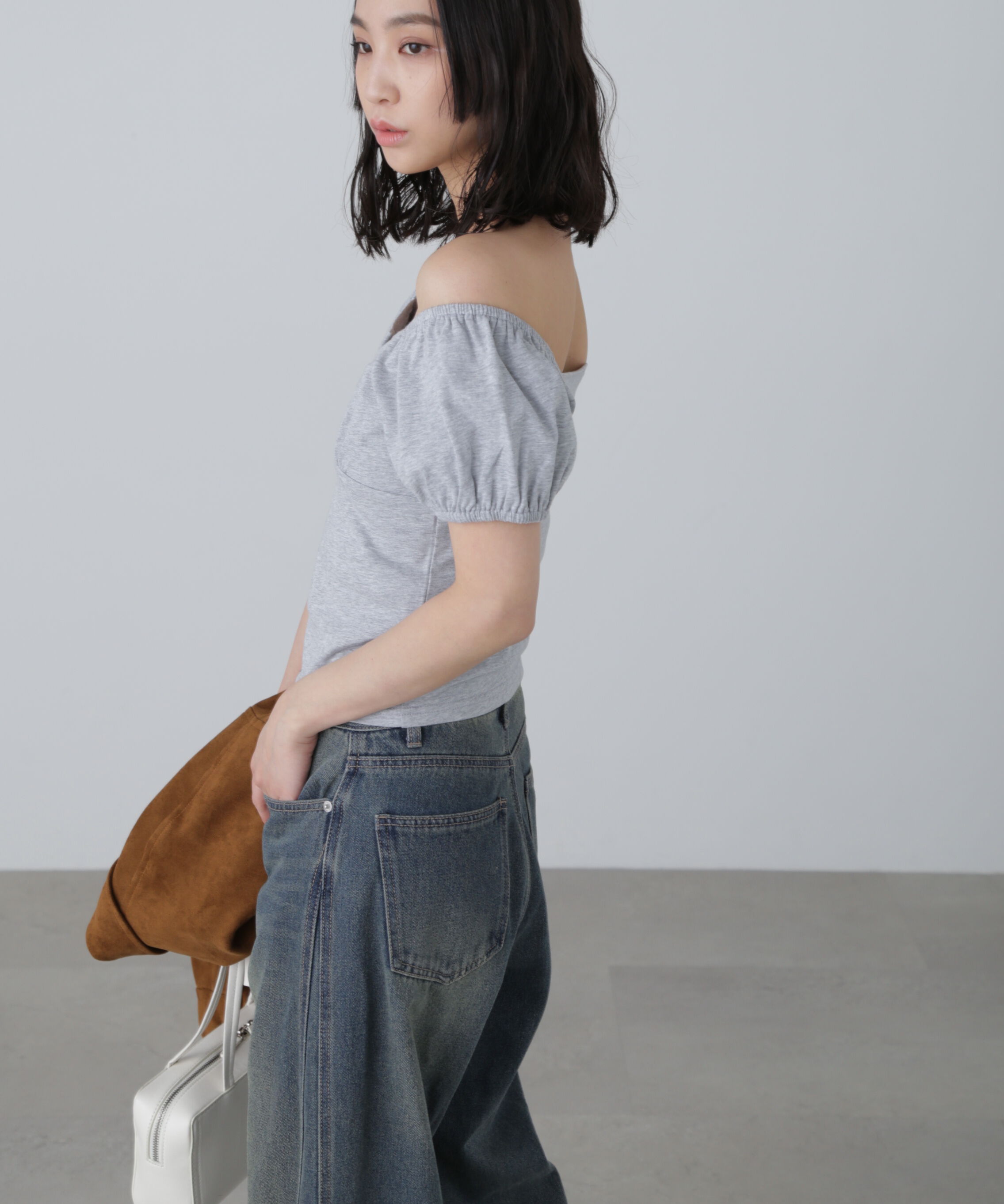  「オフショルギャザーカットソー」|Tシャツ・カットソー|