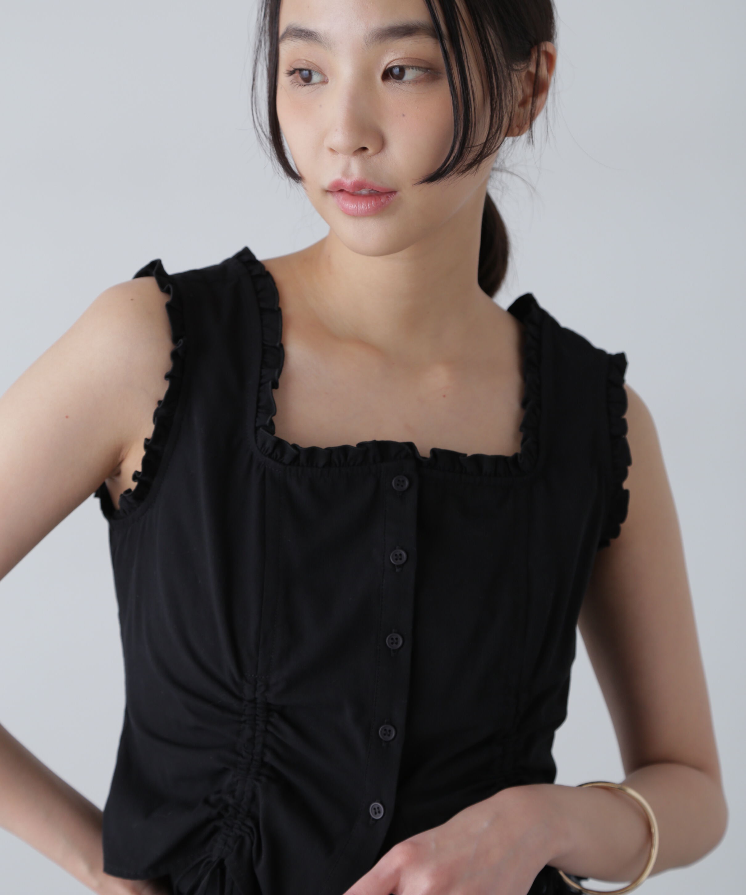  「ドロストノースリーブブラウス」|シャツ・ブラウス|