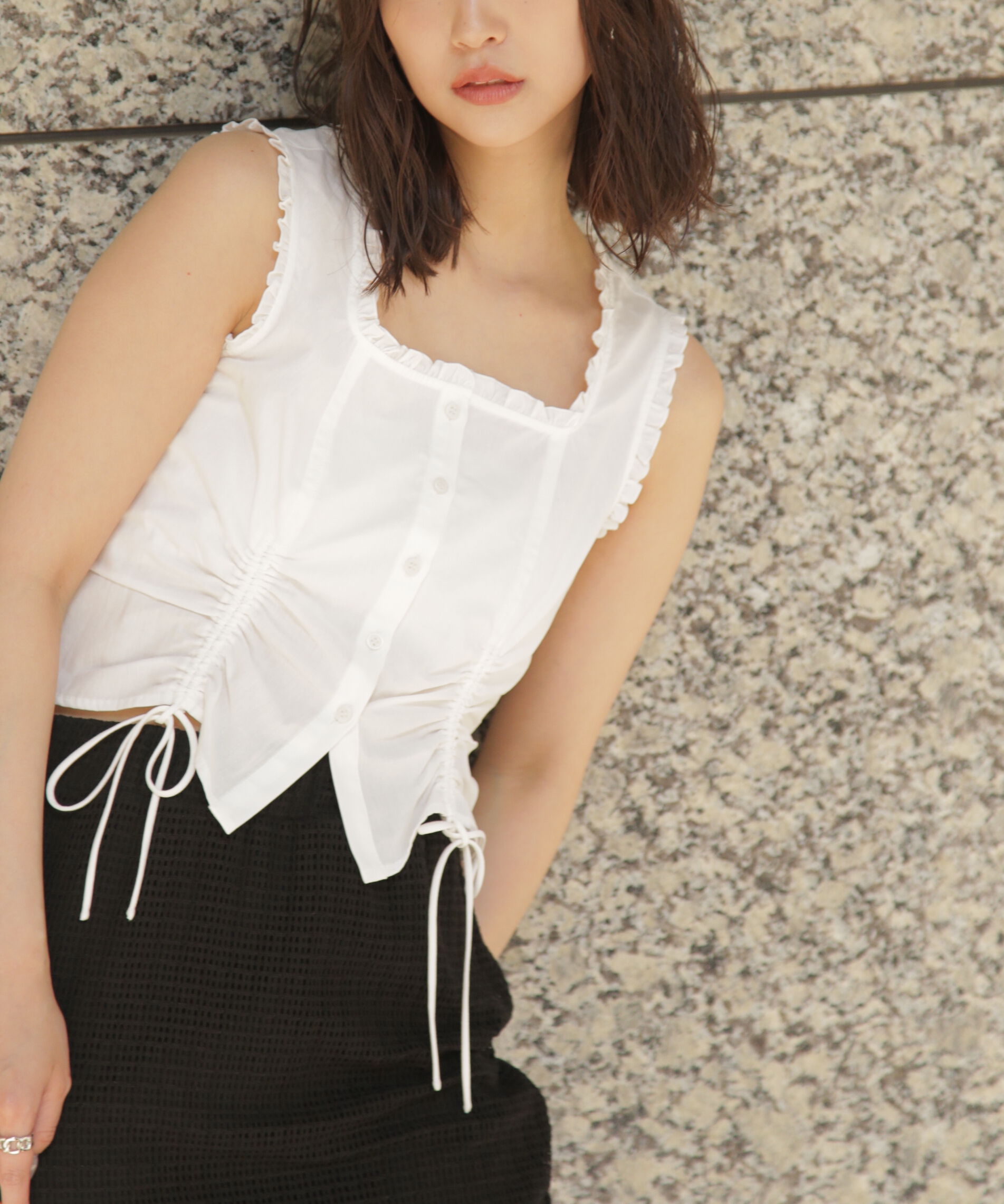  「ドロストノースリーブブラウス」|シャツ・ブラウス|