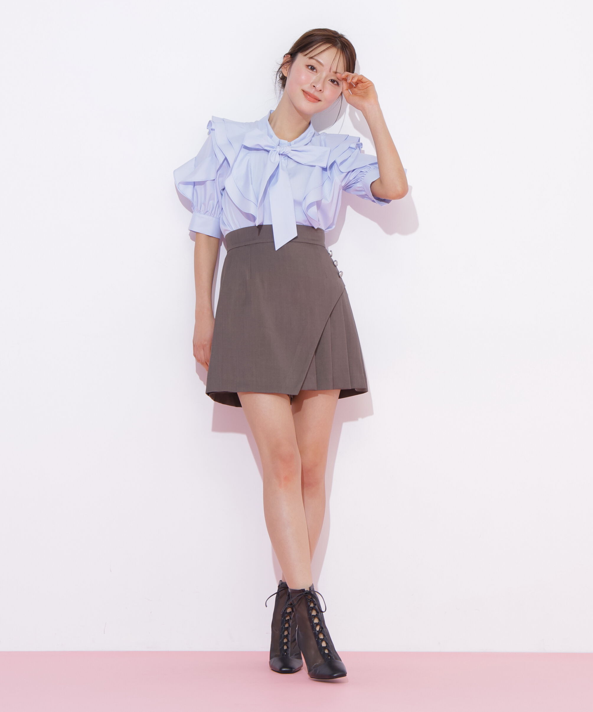  「ボタン付きサイトプリーツスカパン」|その他|