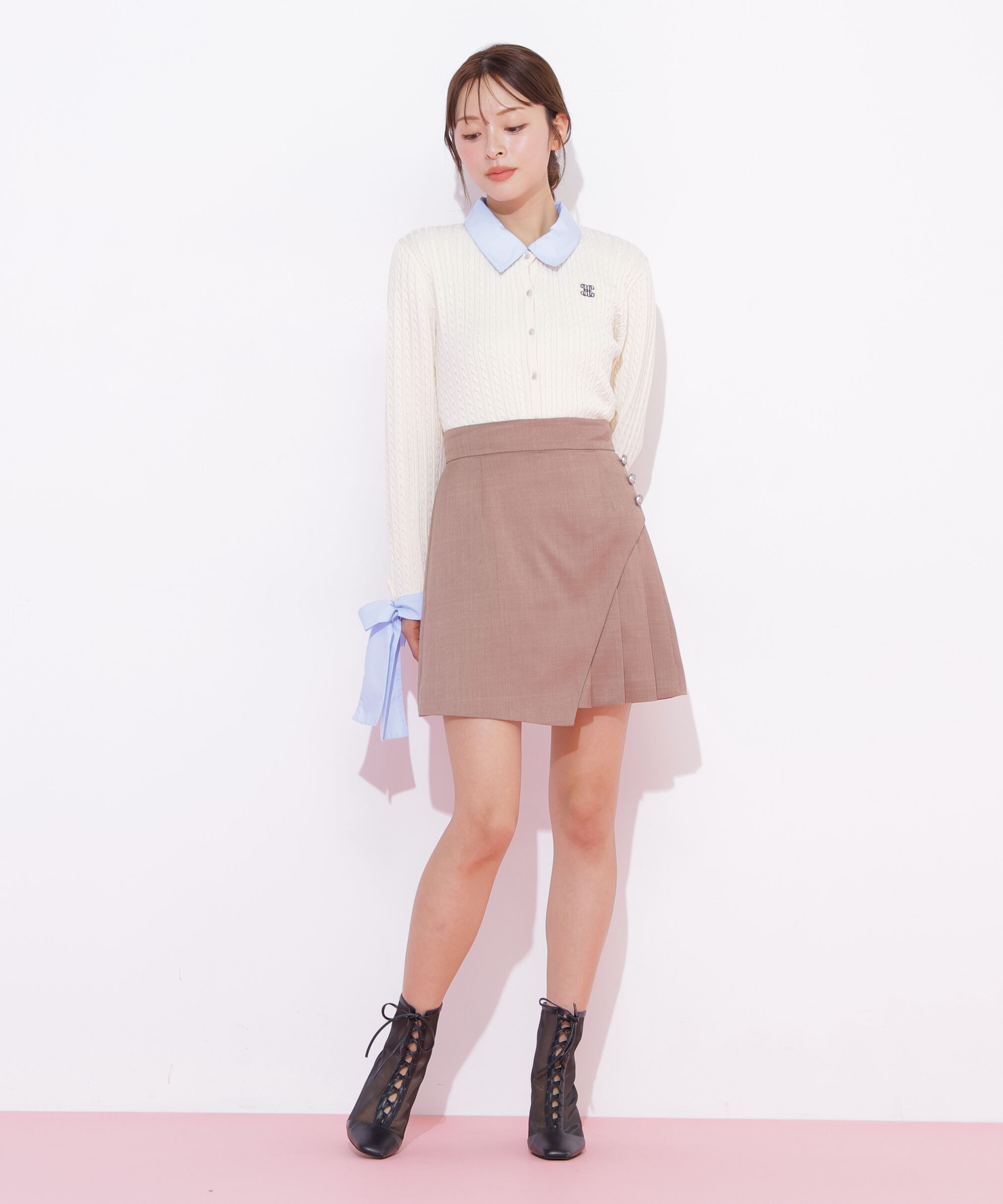  「ボタン付きサイトプリーツスカパン」|その他|