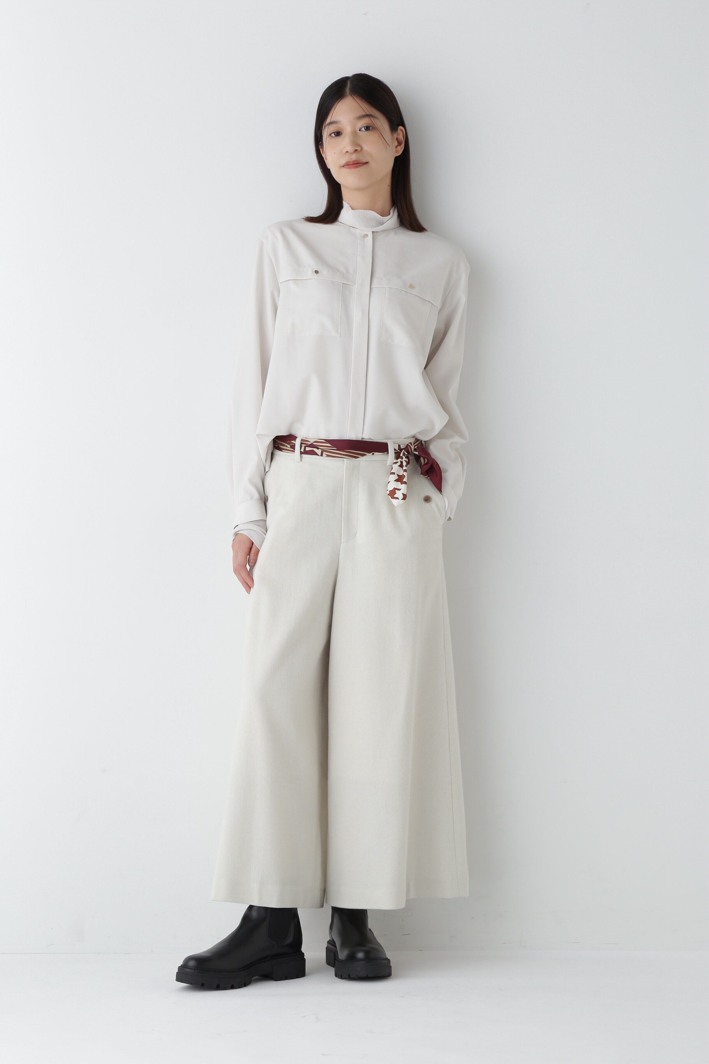  「◆ノーカラーポケットディテールブラウス」|シャツ・ブラウス|