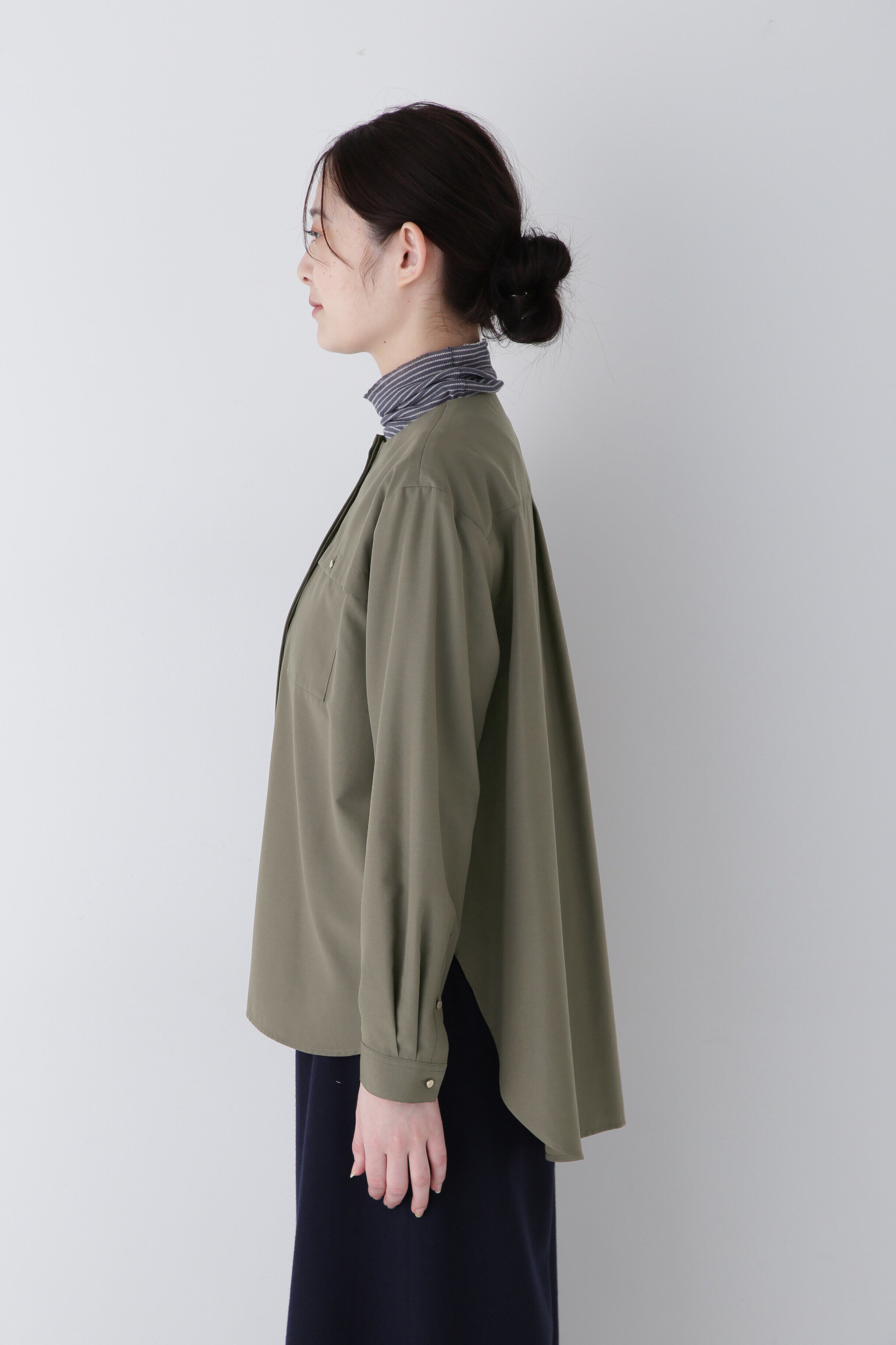  「◆ノーカラーポケットディテールブラウス」|シャツ・ブラウス|