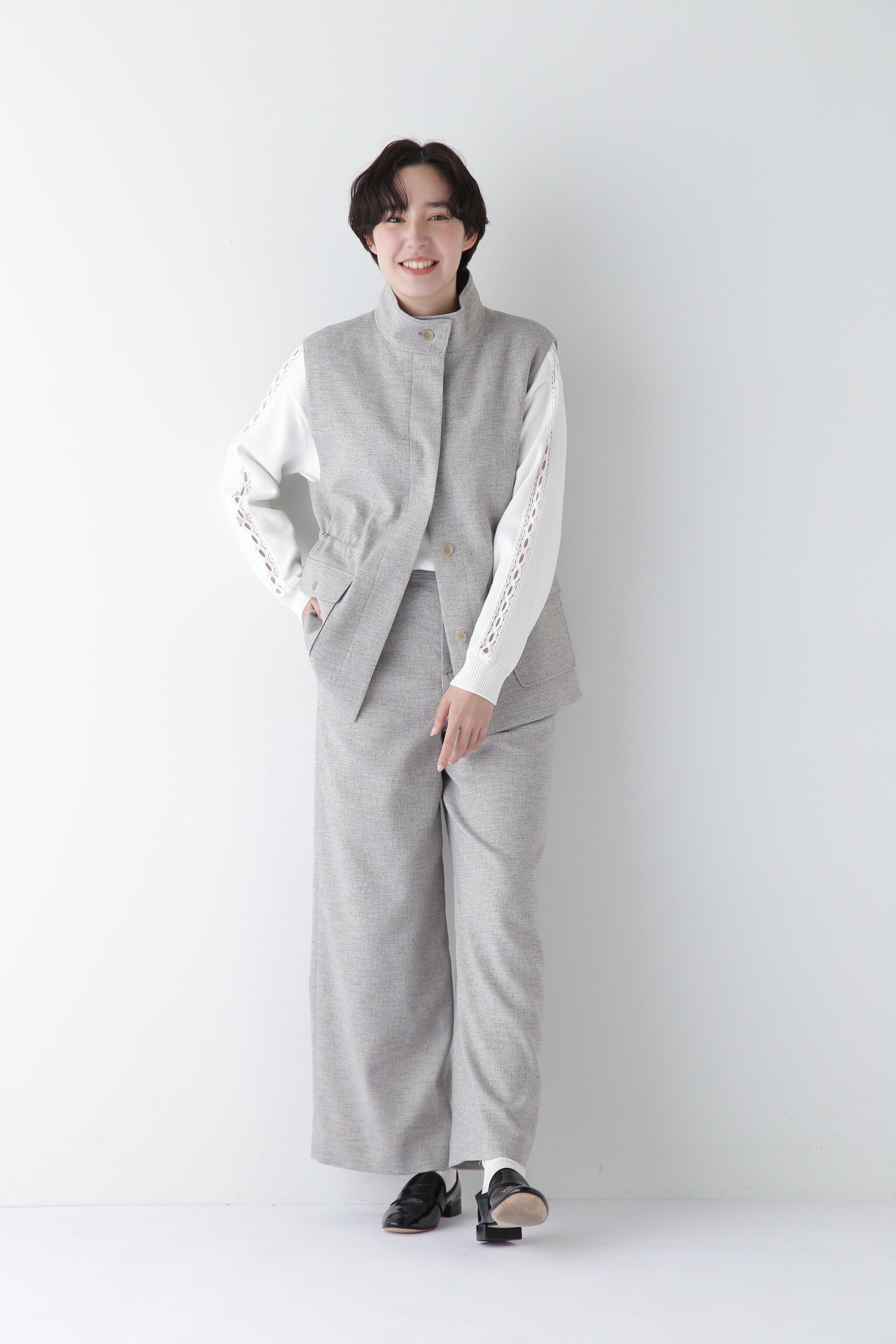  「◆【ウォッシャブル】レースドッキングニットプルオーバー」|ニット・セーター|