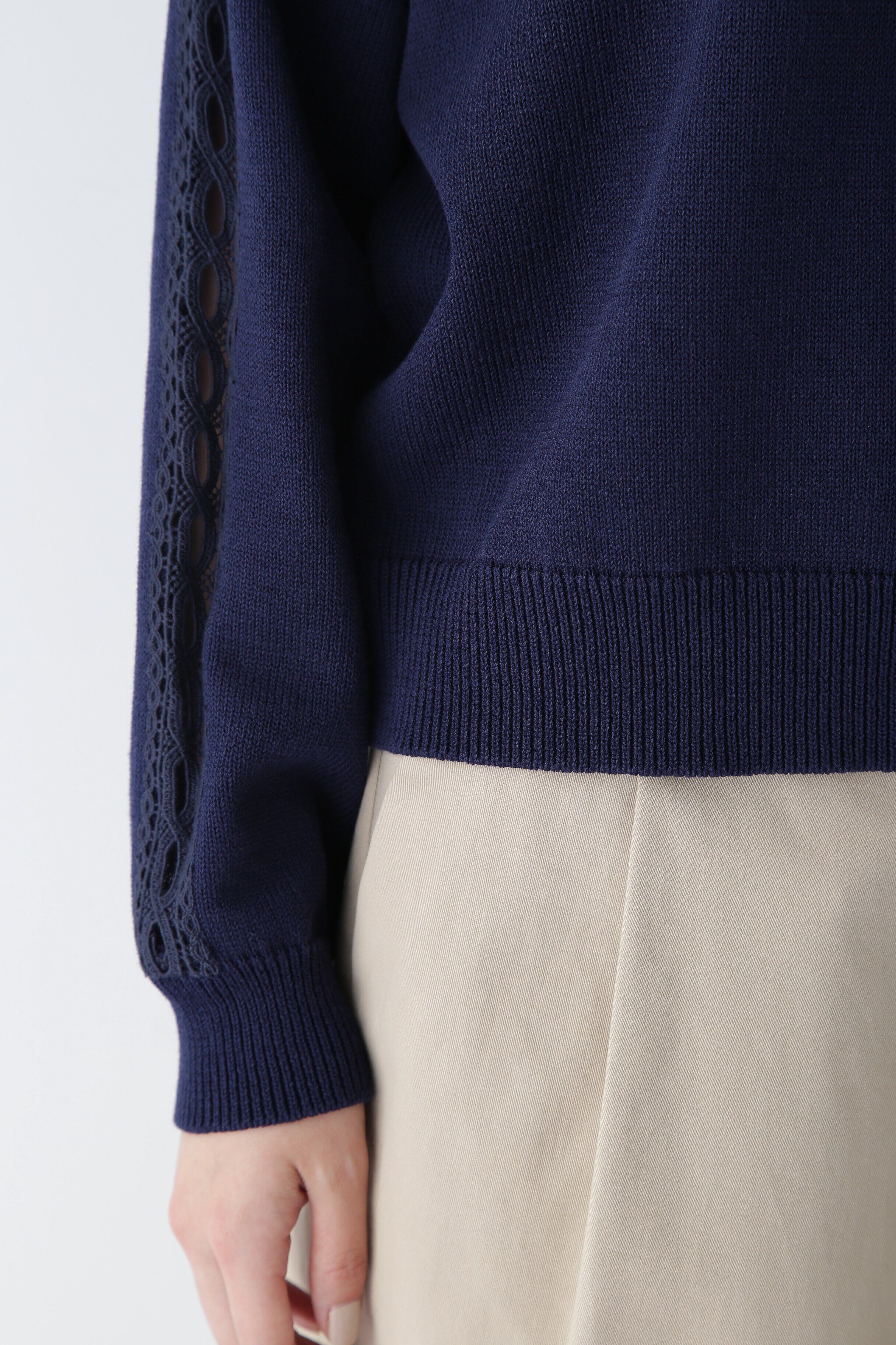  「◆【ウォッシャブル】レースドッキングニットプルオーバー」|ニット・セーター|