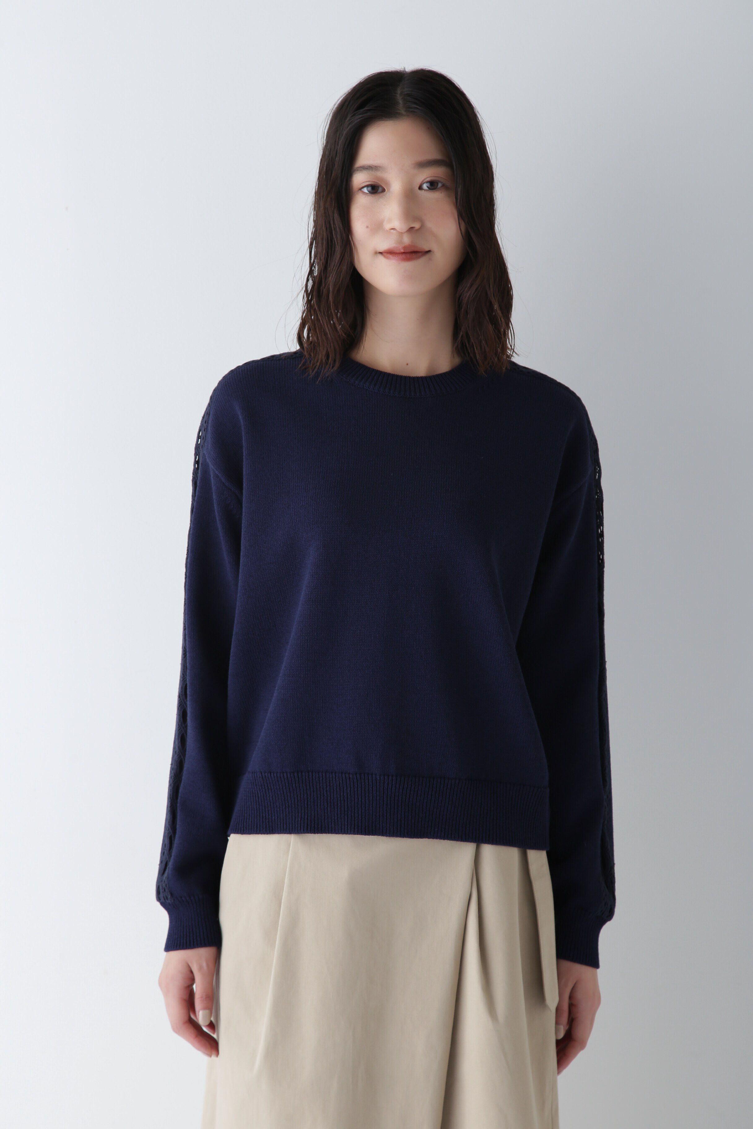  「◆【ウォッシャブル】レースドッキングニットプルオーバー」|ニット・セーター|