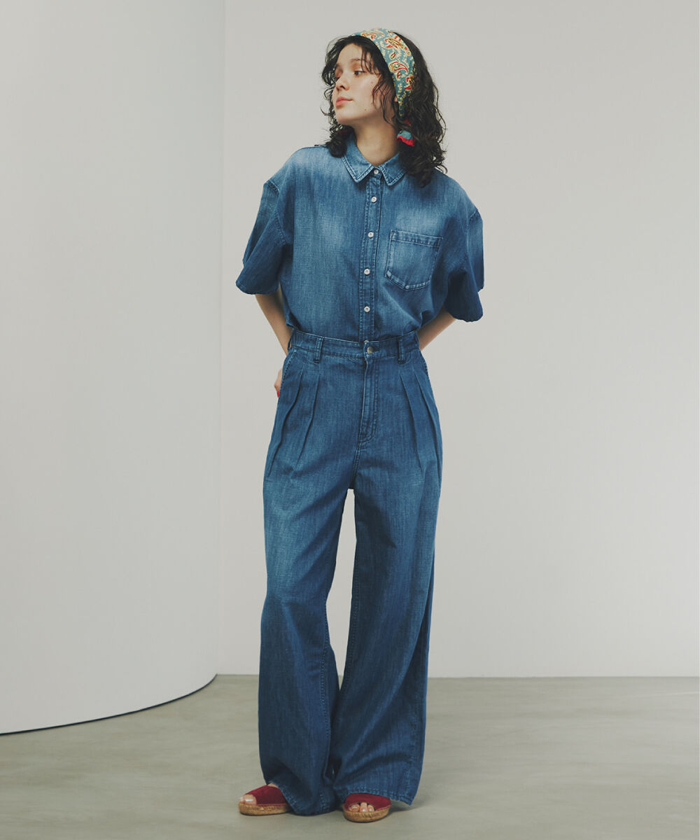  「◆タックワイドデニムパンツ」|その他|