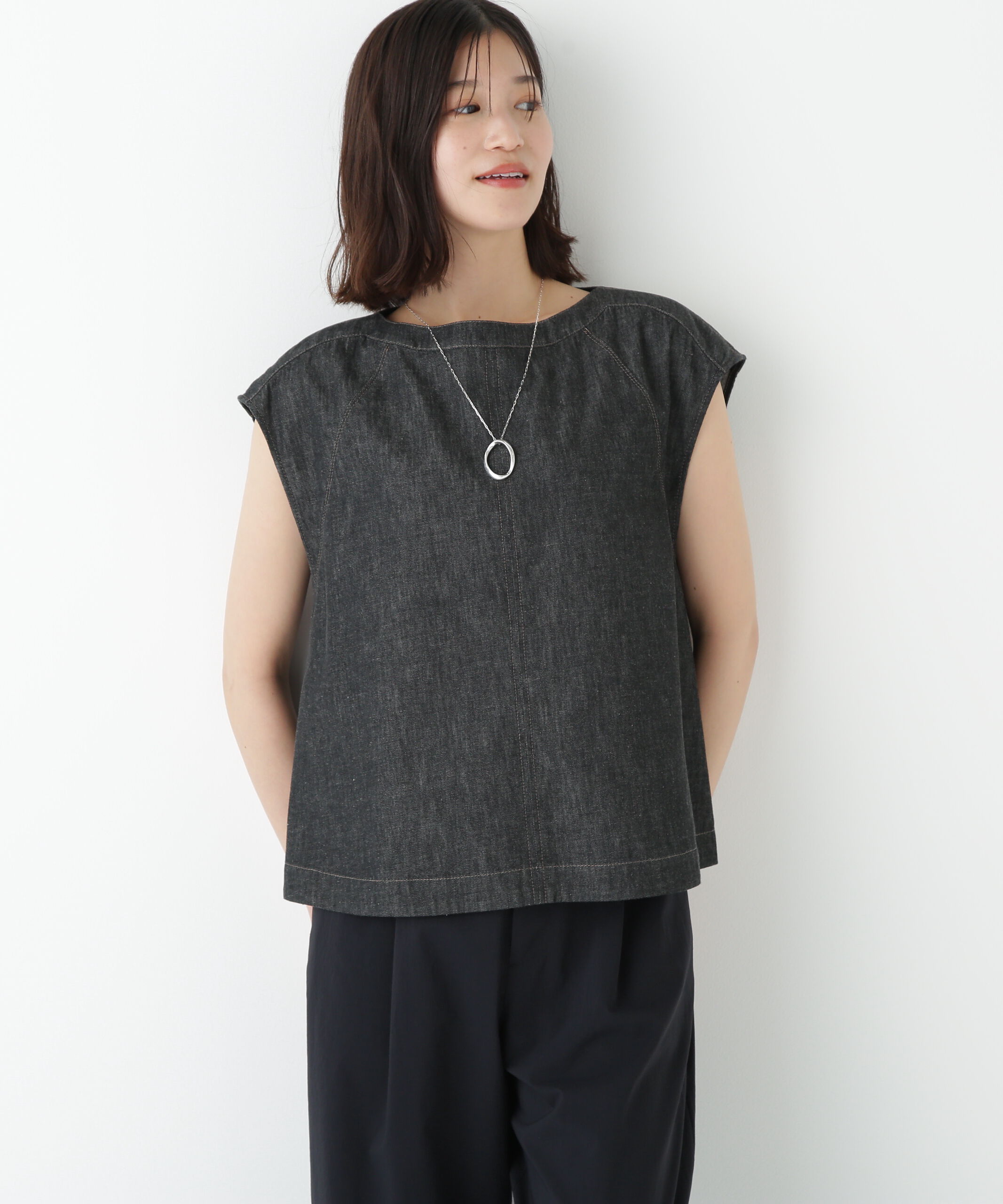  「◆ライトオンスデニムボートネックブラウス」|シャツ・ブラウス|