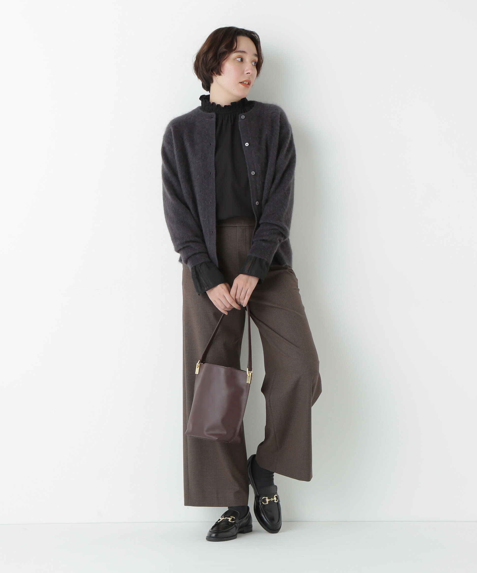  「袖チェックジャガードブラウス」|シャツ・ブラウス|