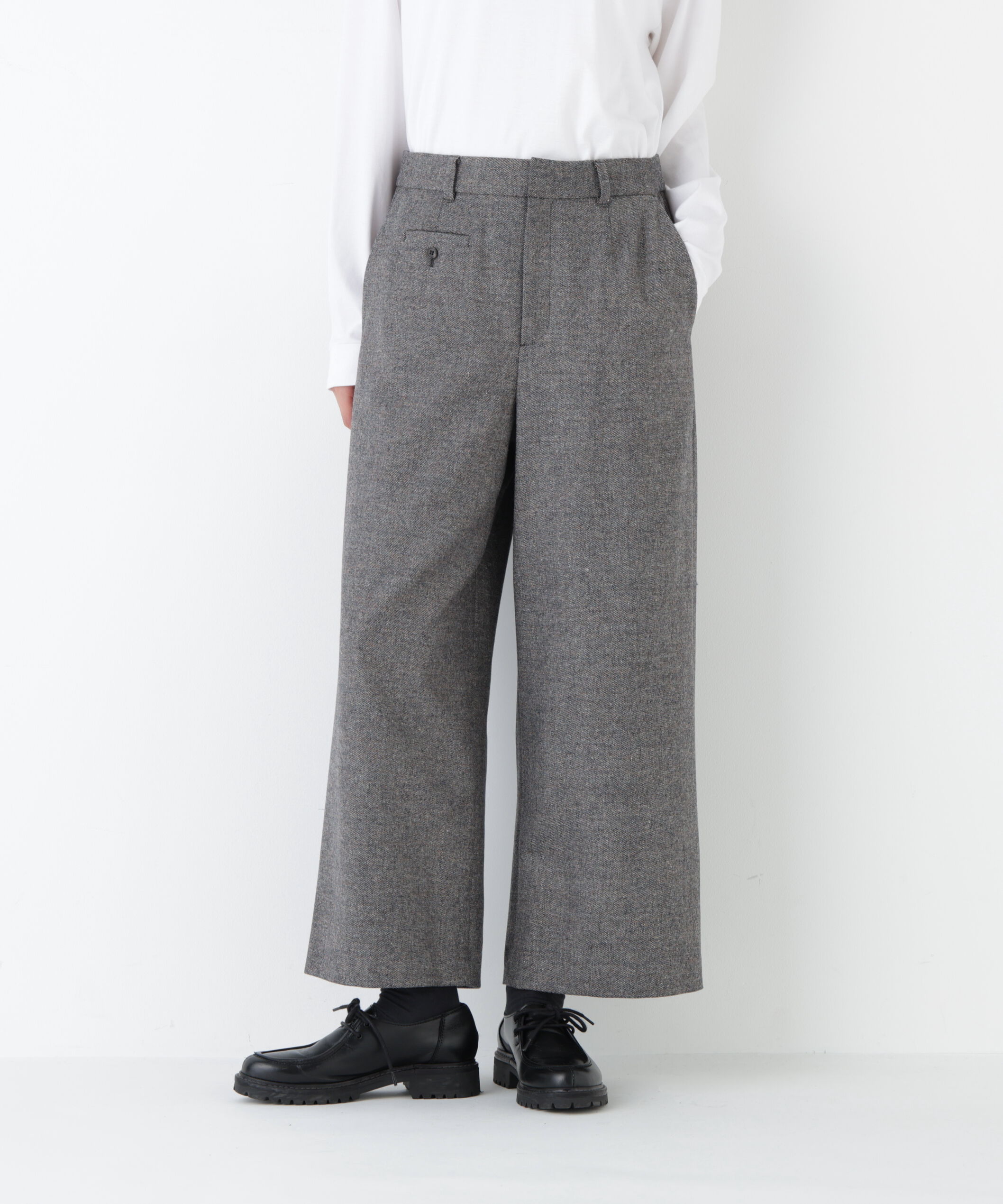  「◆《ウォッシャブル》ツィードツイルガウチョパンツ」|その他|ネイビー