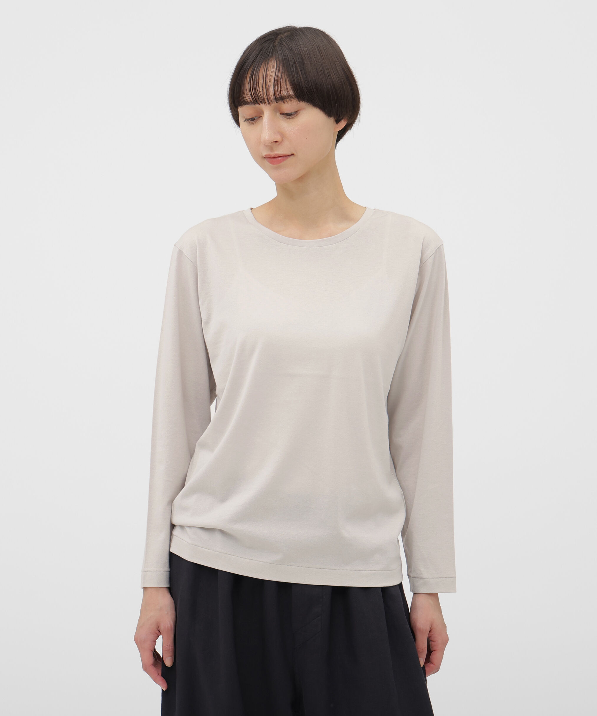MARGARET HOWELL HOUSEHOLDGOODS「SUPERFINE COTTON JERSEY TOP」|Tシャツ・カットソー|LIGHT GREY1