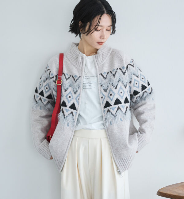 Doux archives「ノルディック柄ジャガードニットジャケット」|ニット・セーター|IVORY