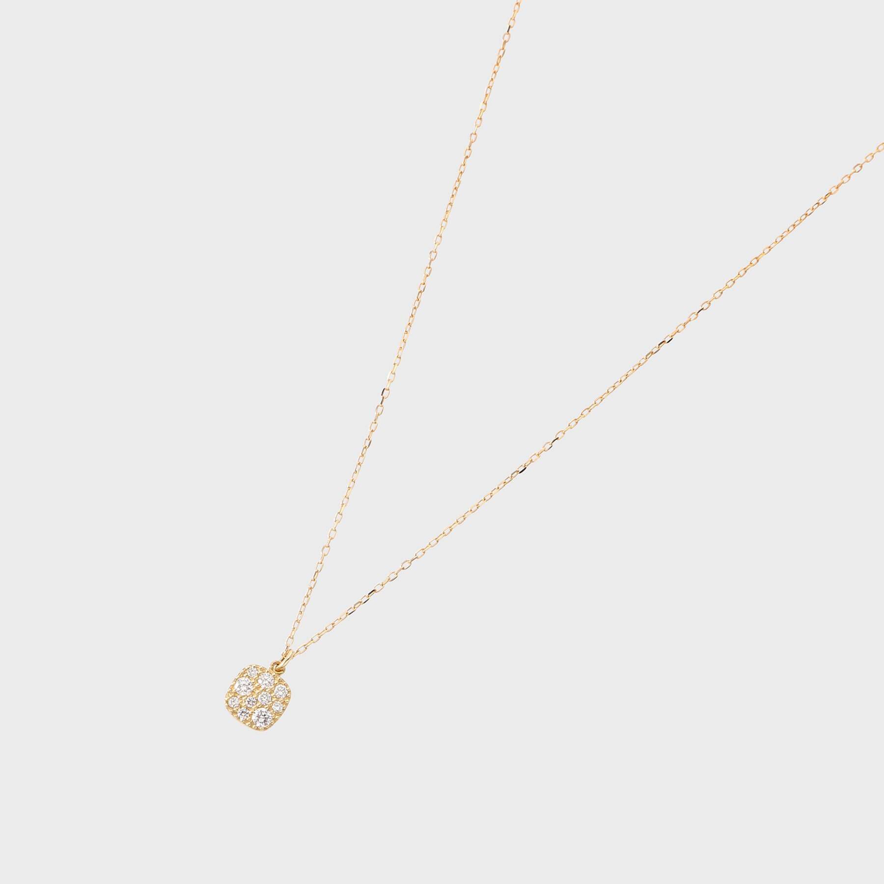 COCOSHNIK「K18ダイヤモンド ランダムパヴェ スクエアネックレス」|ネックレス|イエローゴールド(1