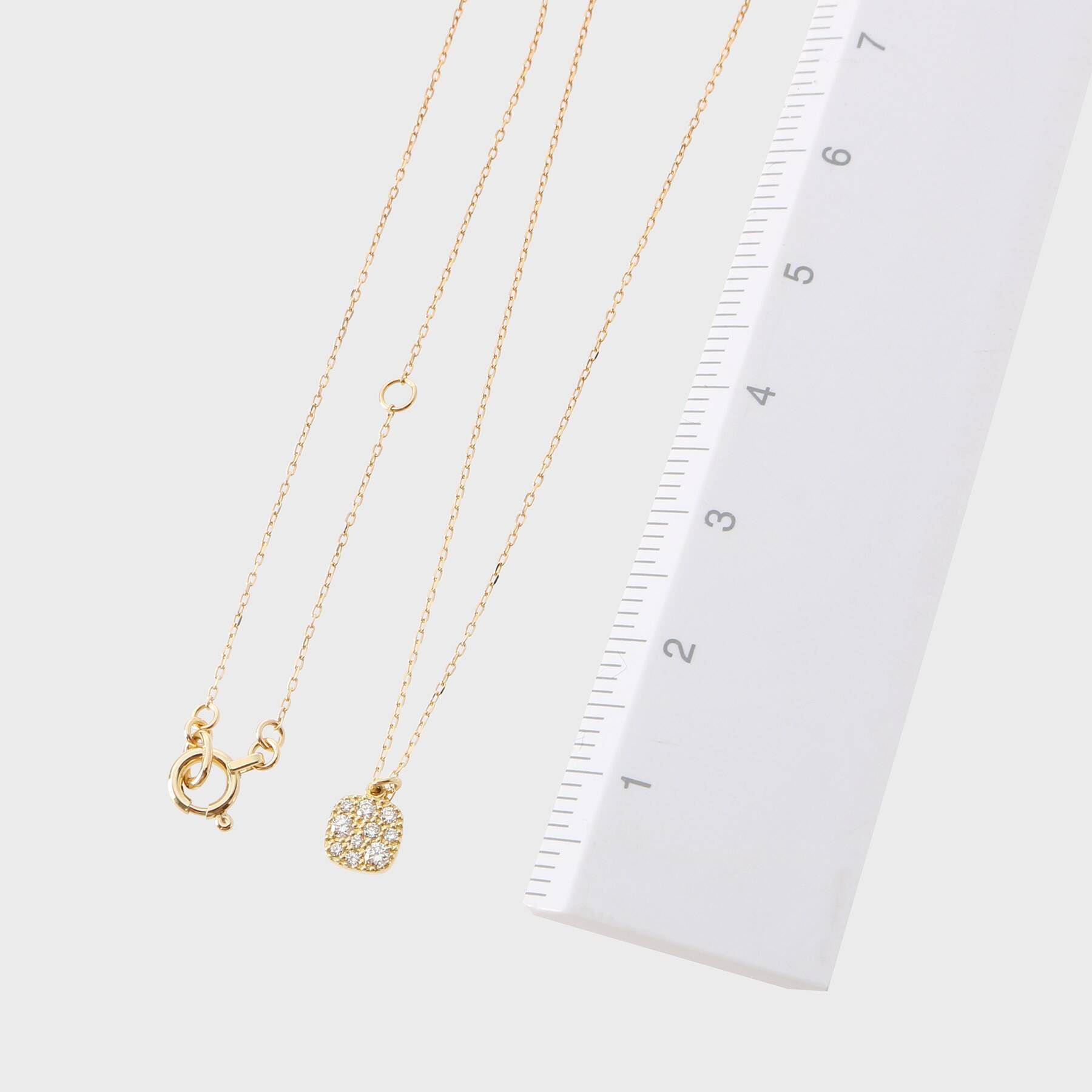 COCOSHNIK「K18ダイヤモンド ランダムパヴェ スクエアネックレス」|ネックレス|