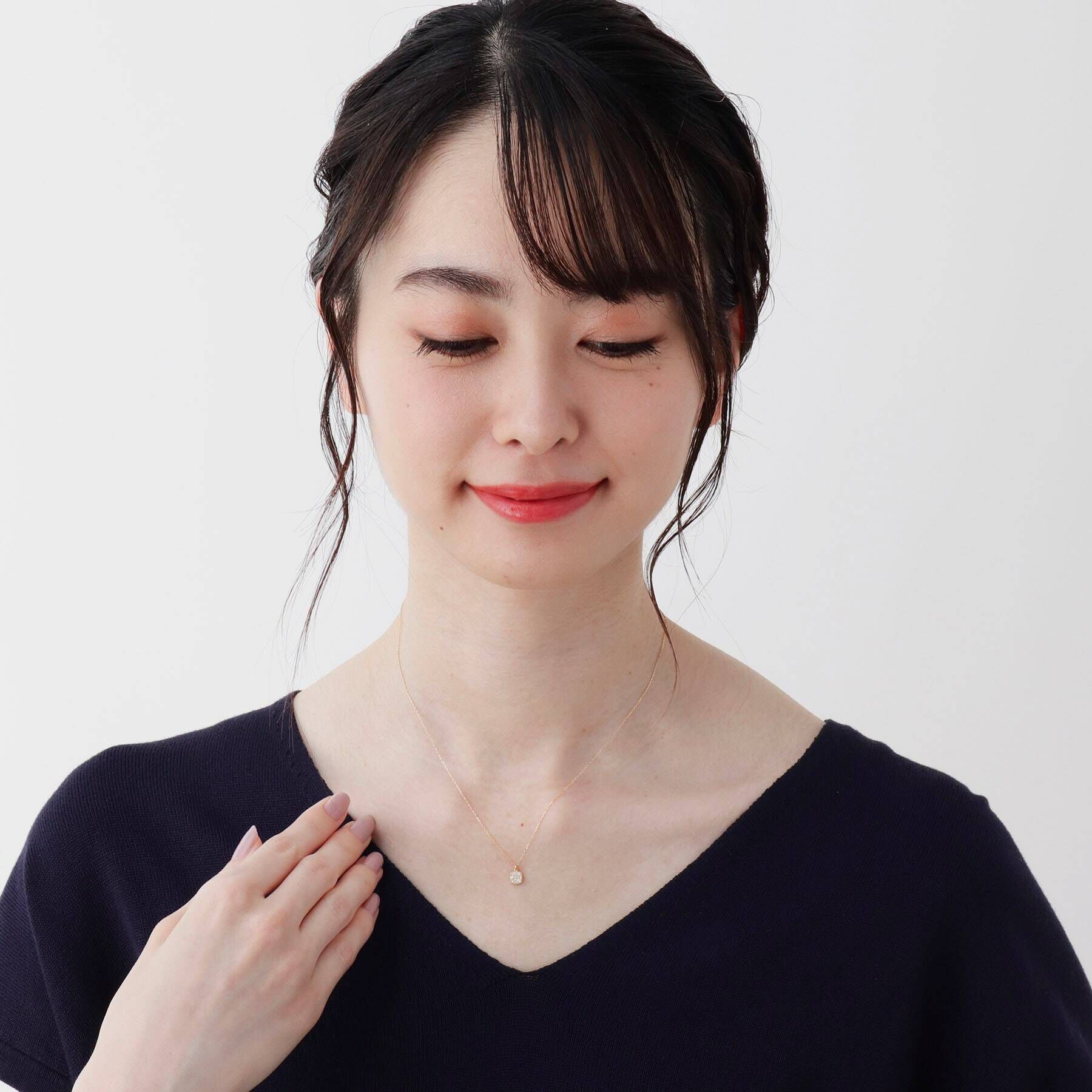 COCOSHNIK「K18ダイヤモンド ランダムパヴェ スクエアネックレス」|ネックレス|