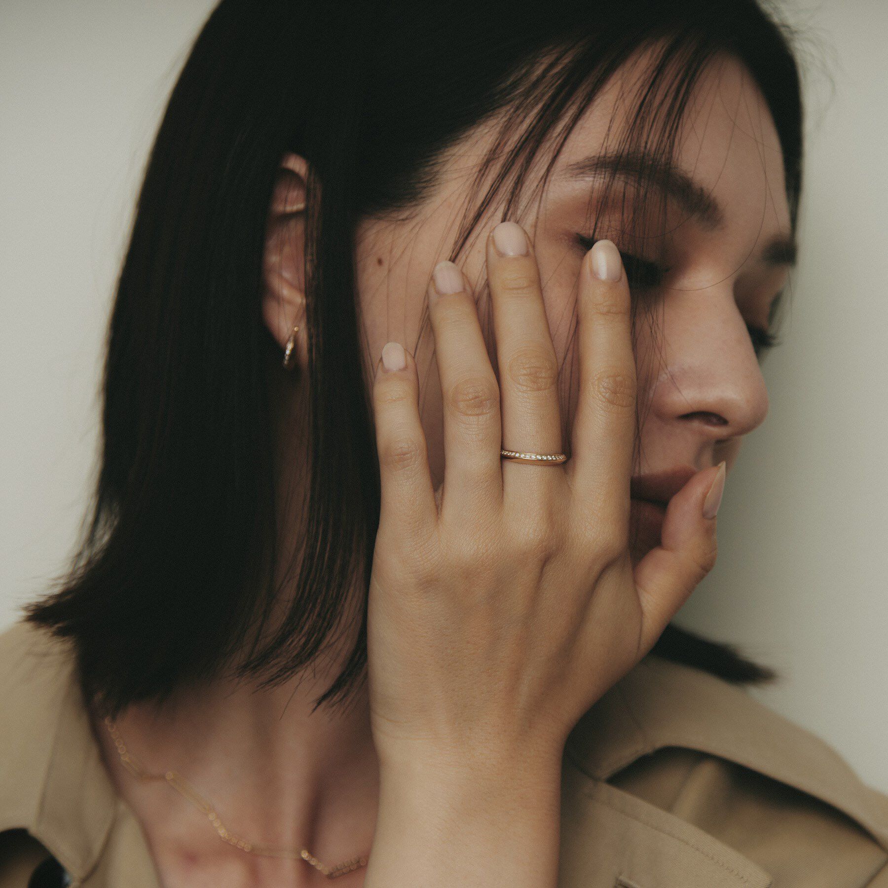 COCOSHNIK「K10ダイヤモンド しのぎテーパード リング」|リング|