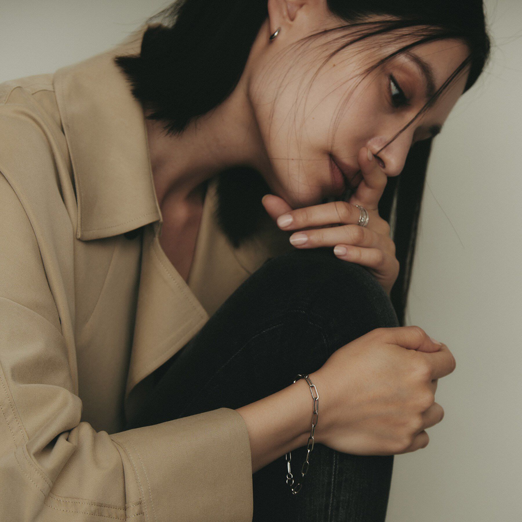 COCOSHNIK「プラチナ 中空プリムケーブルチェーンXL（20cm） ブレスレット」|ブレスレット・バングル|