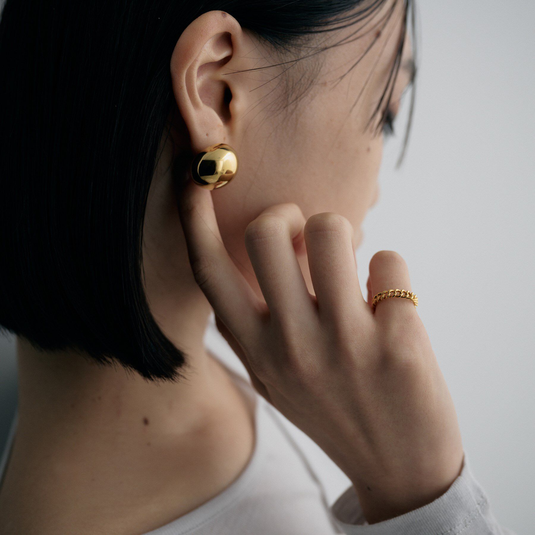 COCOSHNIK ONKITSCH「シルバー カーブチェーンモチーフピンキーリング GP」|リング|