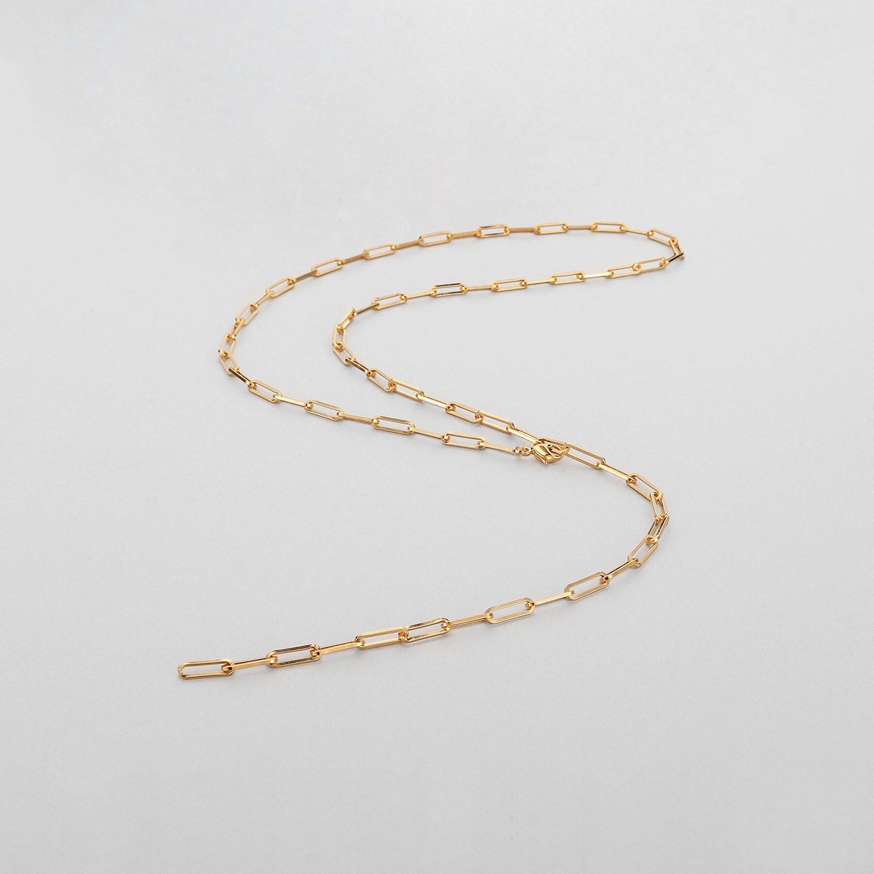 COCOSHNIK ONKITSCH「シルバー デザインチェーン フラットケーブル ラリエットネックレス GP」|ネックレス|ゴールド(600)