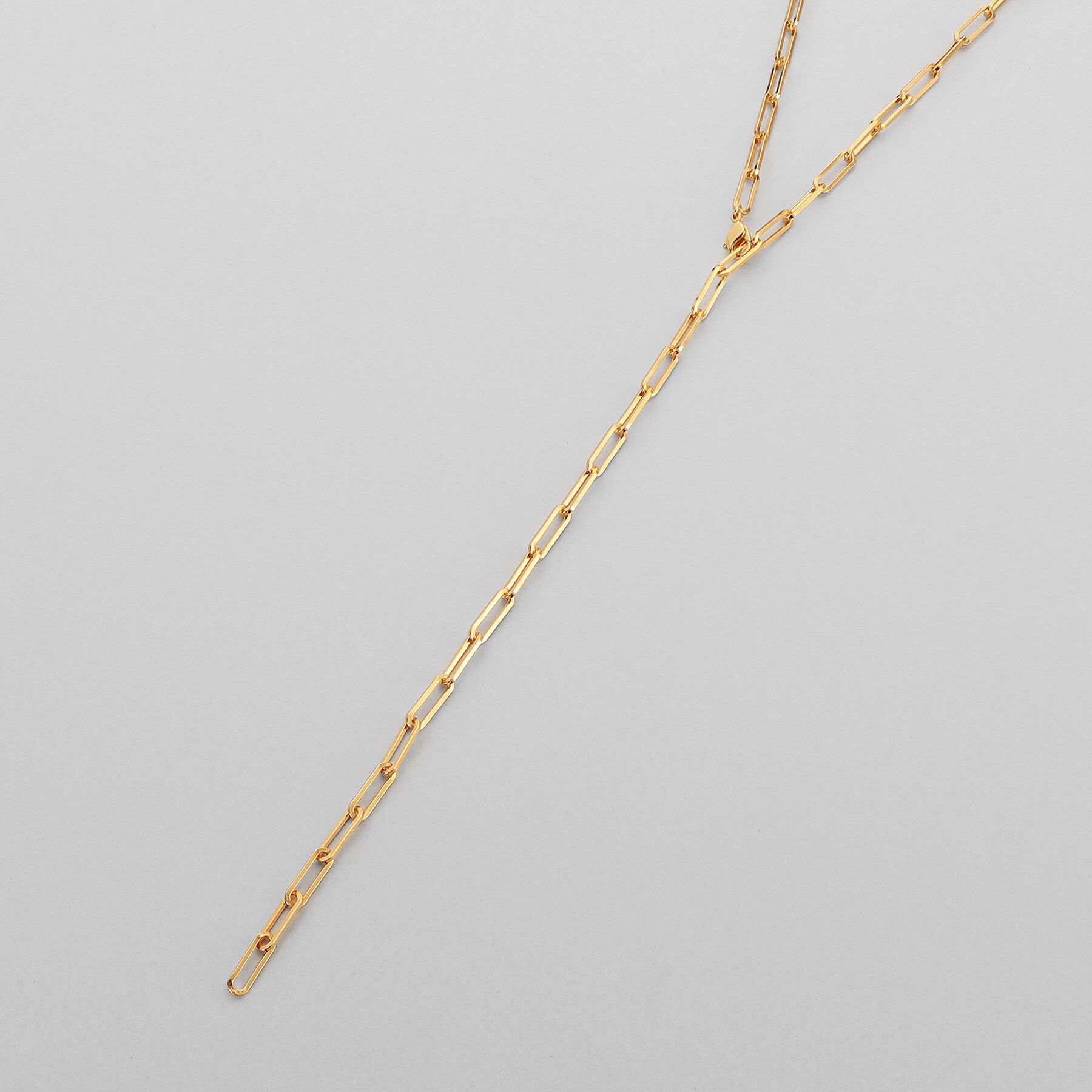 COCOSHNIK ONKITSCH「シルバー デザインチェーン フラットケーブル ラリエットネックレス GP」|ネックレス|