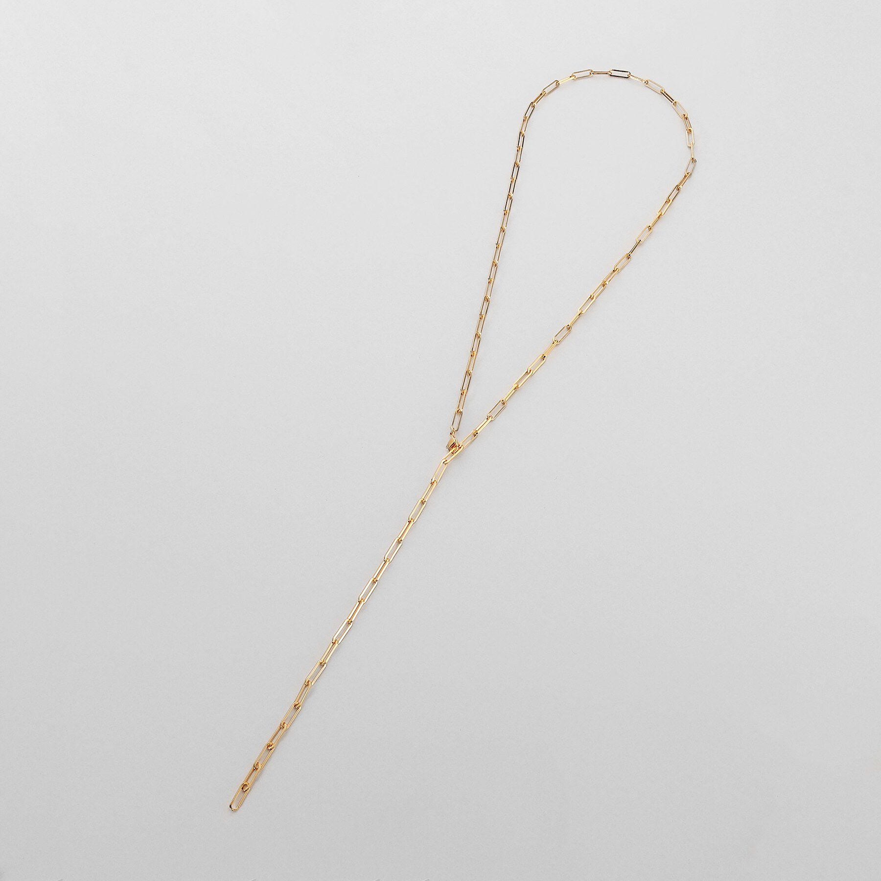 COCOSHNIK ONKITSCH「シルバー デザインチェーン フラットケーブル ラリエットネックレス GP」|ネックレス|