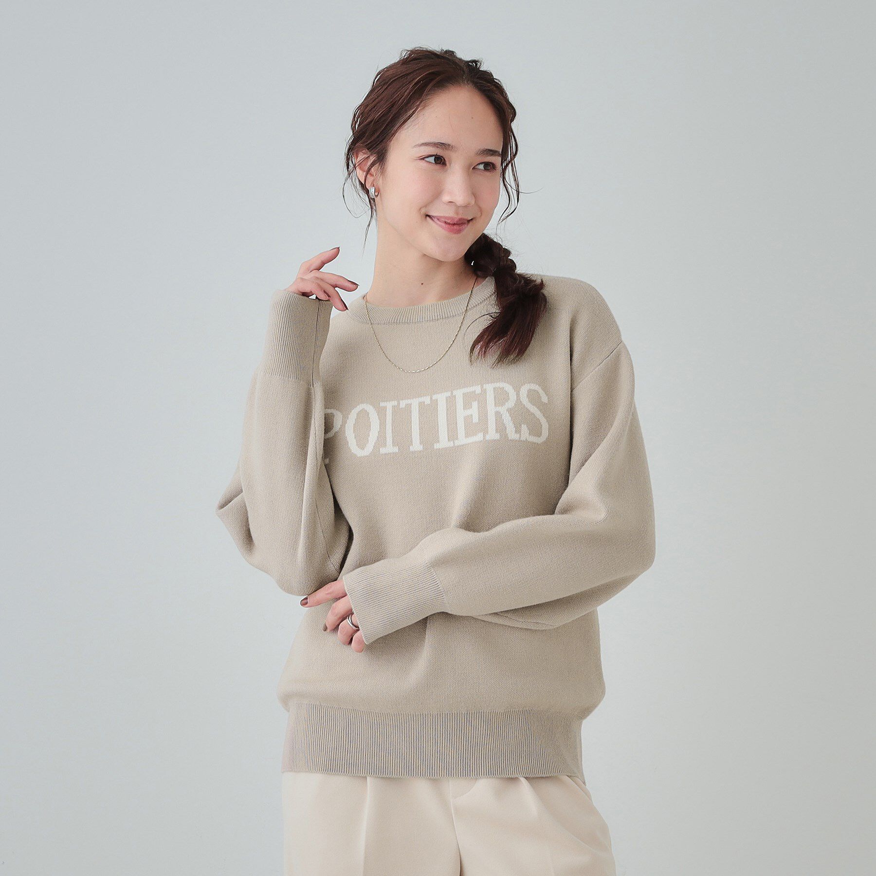 SHOO･LA･RUE「【洗える/ちくちくしにくい/静電気軽減】スウェットライク ロゴニット」|ニット・セーター|