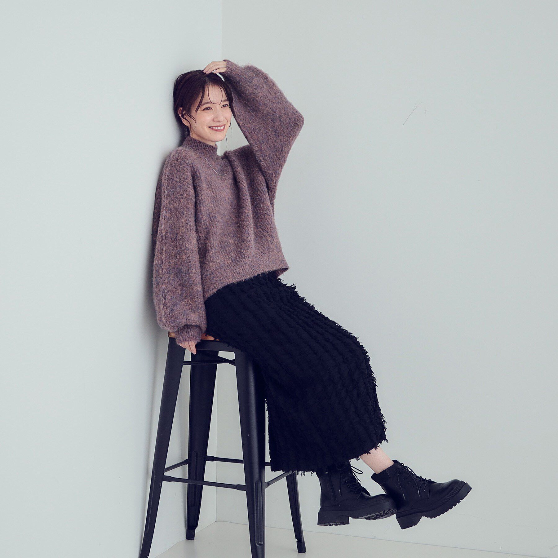 SHOO･LA･RUE「【S-LL/体型カバー】ふわふわMIXハイネックニット」|ニット・セーター|