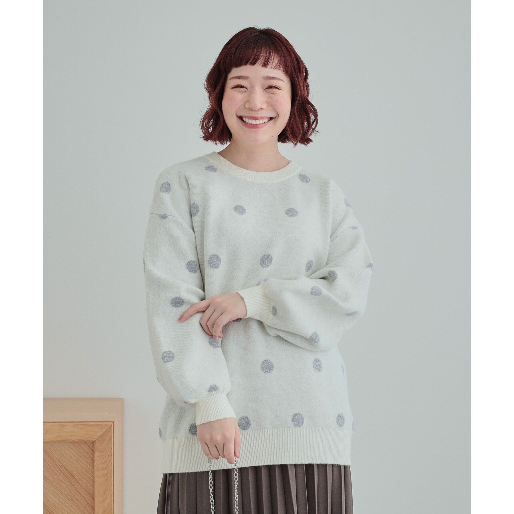 SHOO･LA･RUE「【洗える/S-LL】 ドット柄が目を惹く ゆったりジャカードニット」|ニット・セーター|