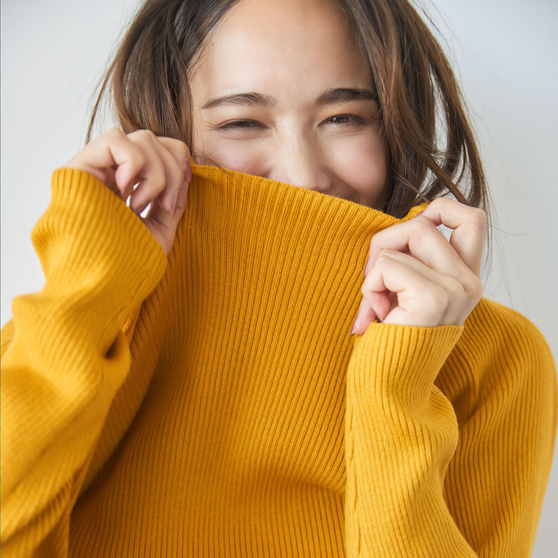 SHOO･LA･RUE「【絶妙なゆるピタ/洗濯機可】ちくちくしにくい リブハイネックやわらかニット」|ニット・セーター|