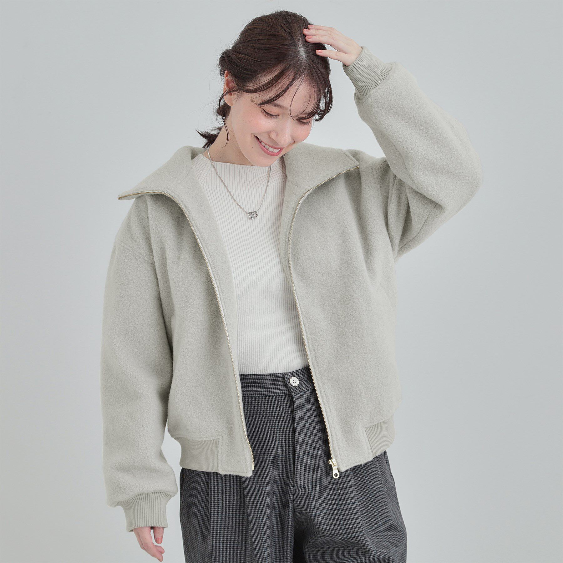 SHOO･LA･RUE「【S-LL】軽くてふんわりあたたかい スライバージャケット」|ブルゾン・スタジャン|