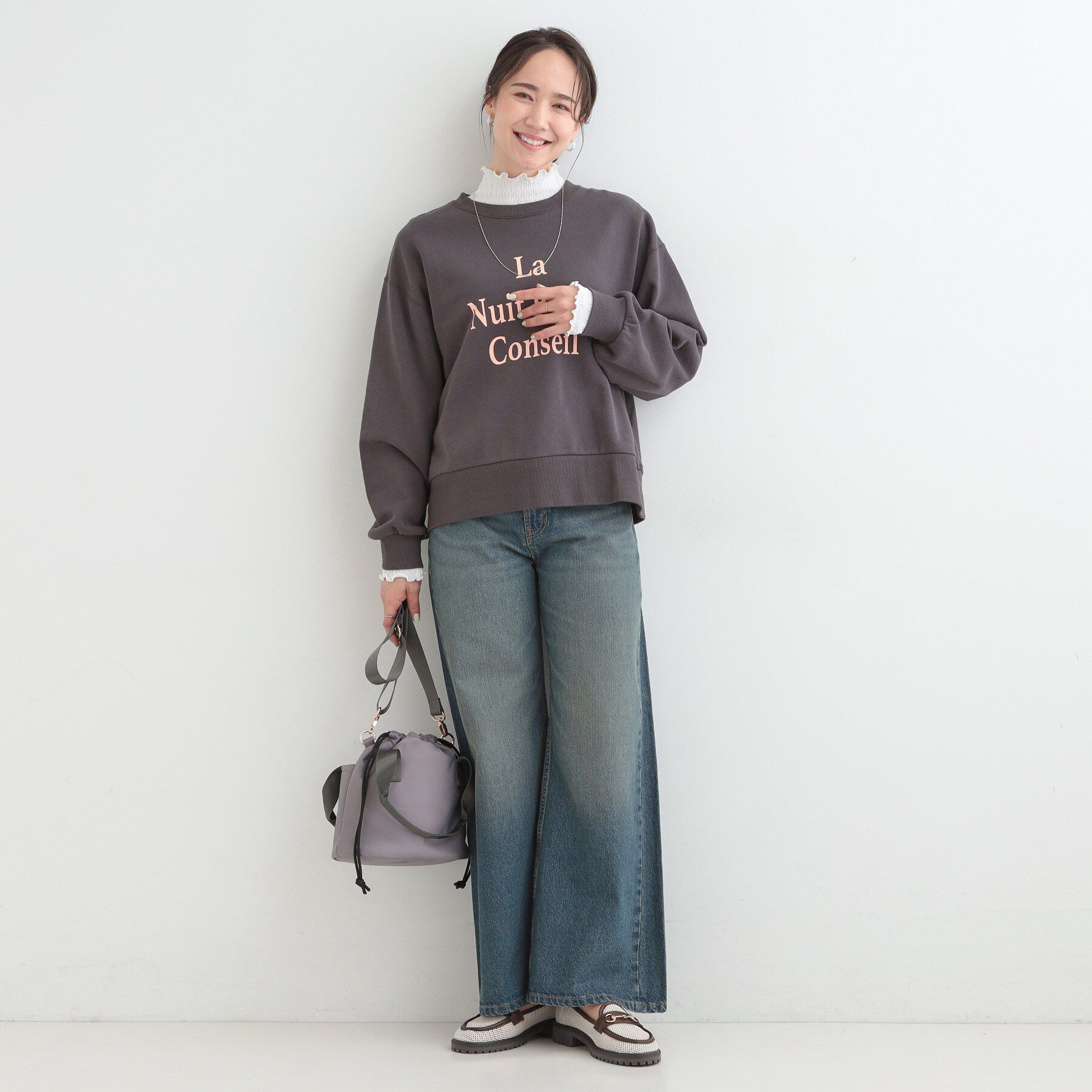 SHOO･LA･RUE「【洗濯機可/S-LL】レイヤードスタイルにも ぽこぽこジャカード ハイネックトップス」|Tシャツ・カットソー|