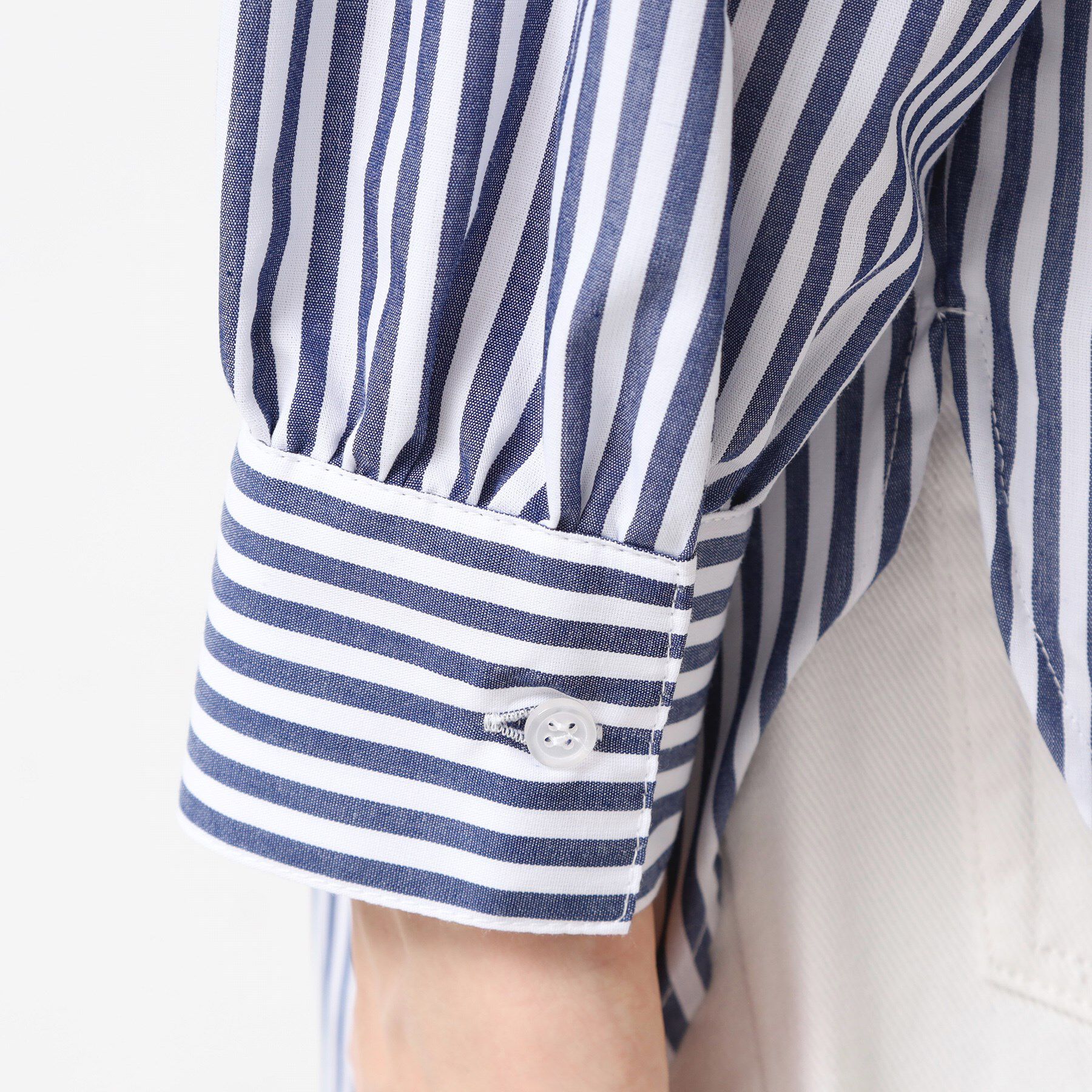 Dessin「【洗える】ロゴ刺繍入りストライプオーバーシャツ」|シャツ・ブラウス|