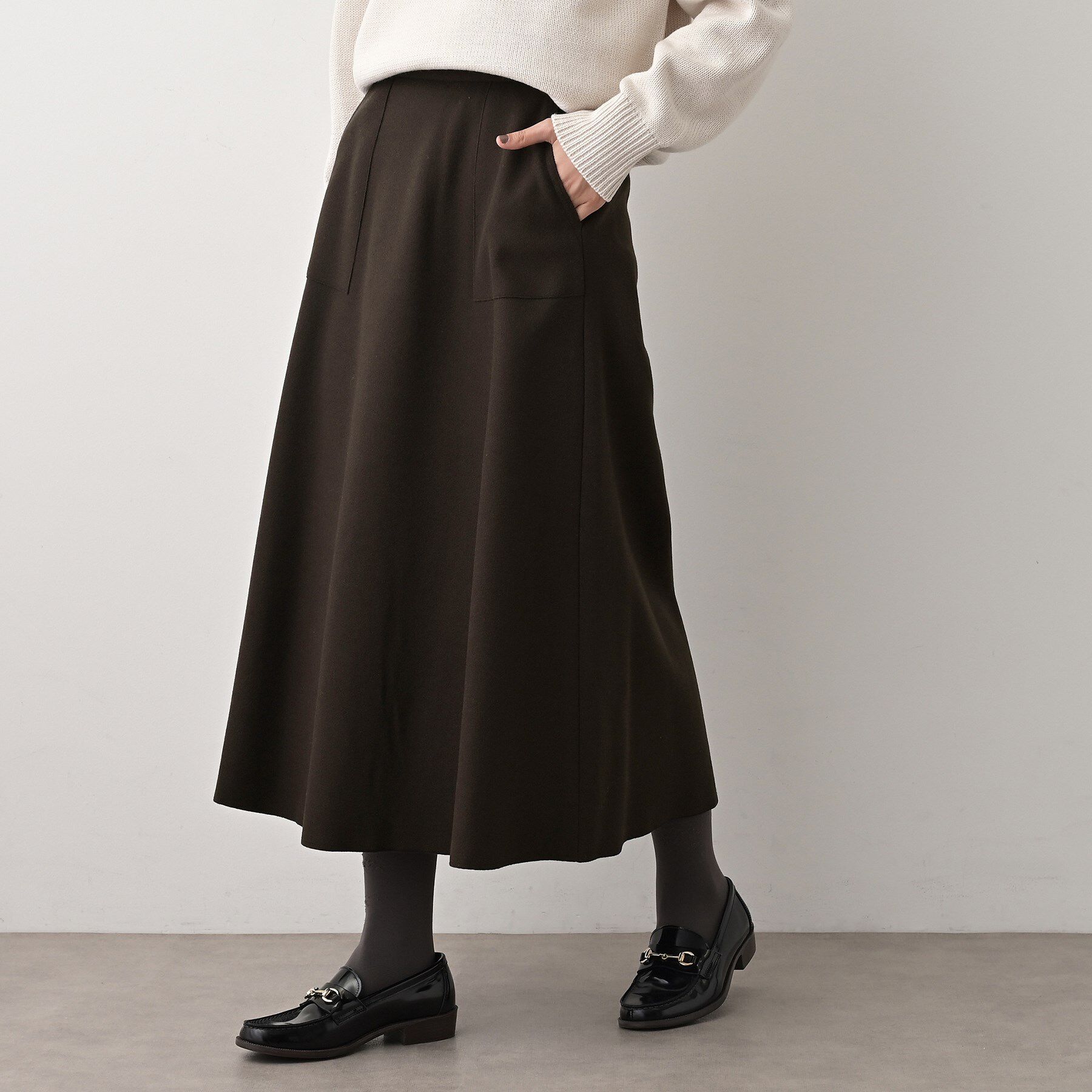 Dessin「メルトンジャージフレアスカート」|スカート|ブラウン(044)