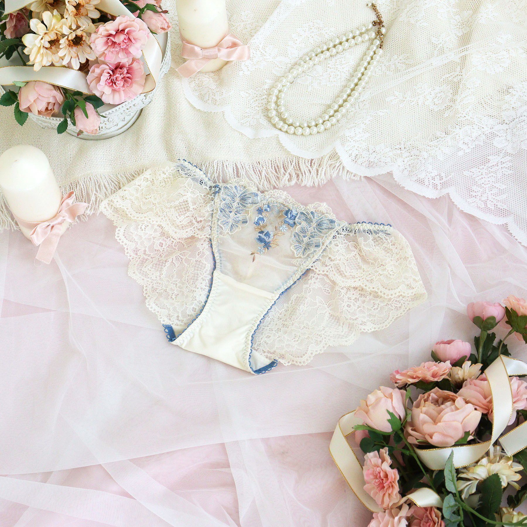 Risa Magli「リピネ レースショーツ」|インナー|ブルー(092)