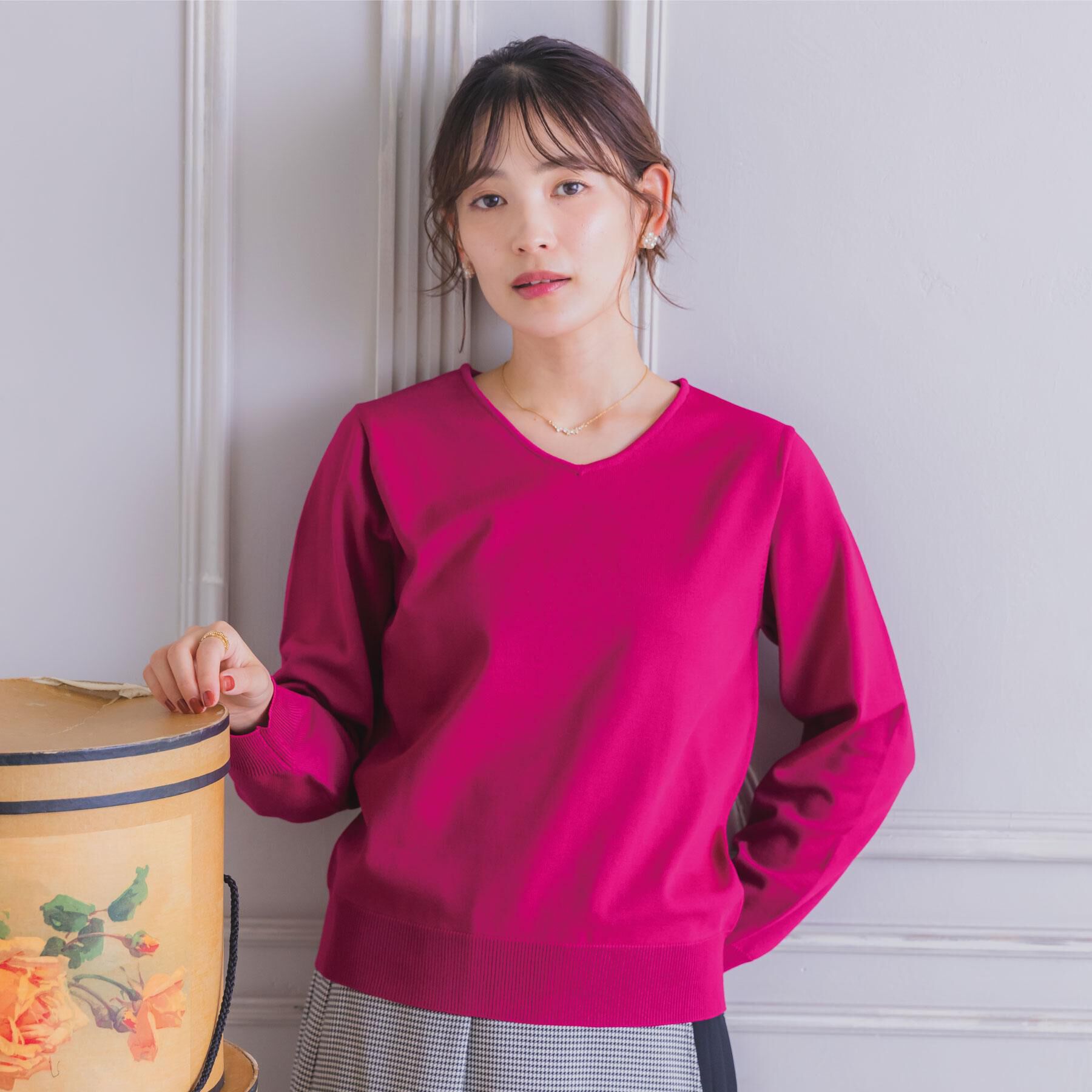 ITS&rsquo;DEMO「【縮みに強い／洗濯機OK】Vネックニットプルオーバー」|ニット・セーター|