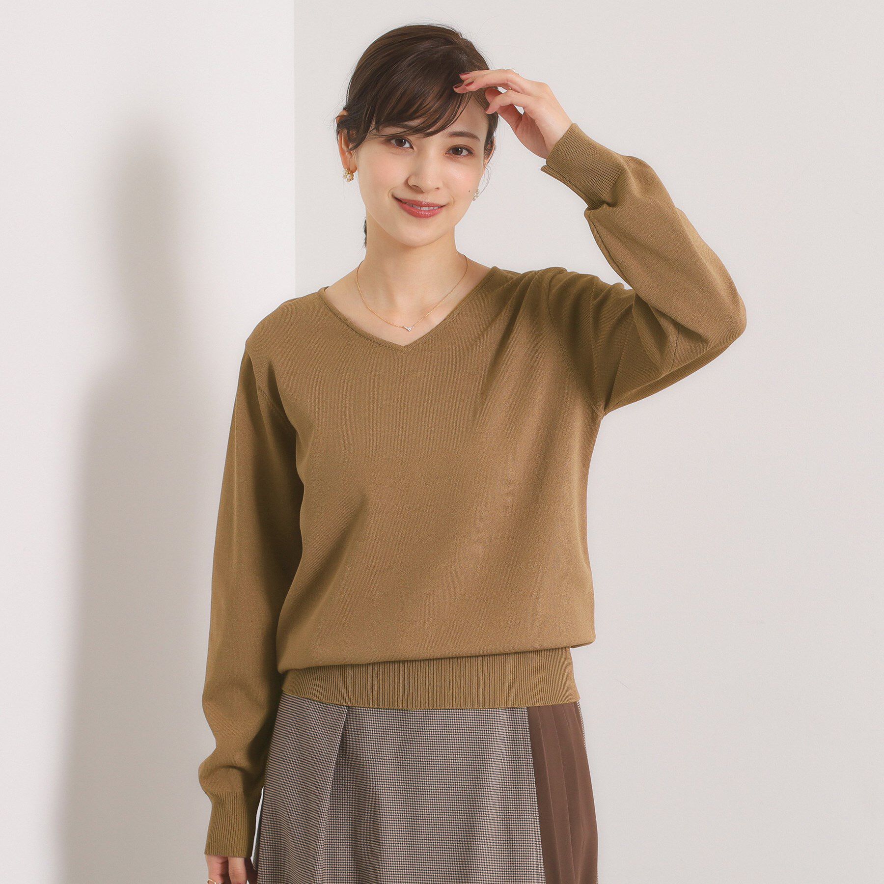 ITS&rsquo;DEMO「【縮みに強い／洗濯機OK】Vネックニットプルオーバー」|ニット・セーター|