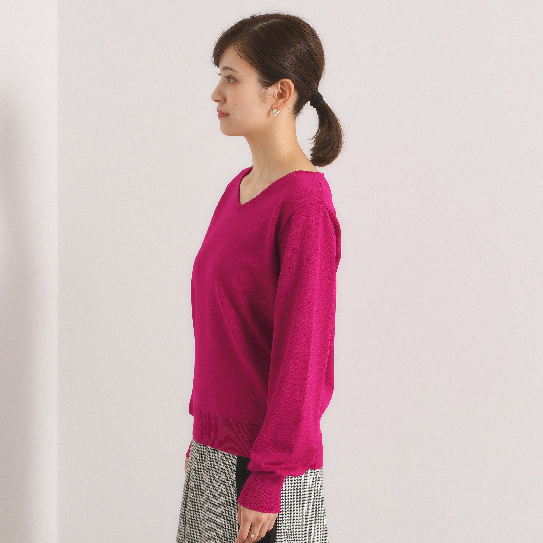 ITS&rsquo;DEMO「【縮みに強い／洗濯機OK】Vネックニットプルオーバー」|ニット・セーター|